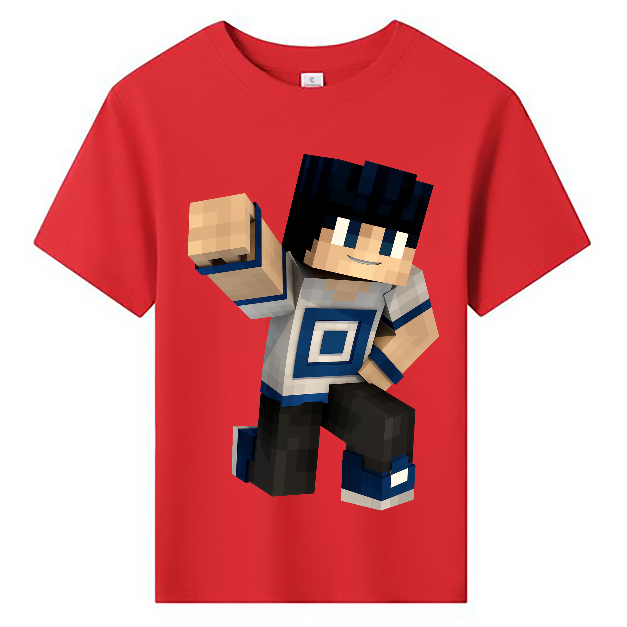 （画像用） マインクラフト ブロックの世界 Minecraft MC Block world 綿100％キッズTシャツ（フロントプリント）