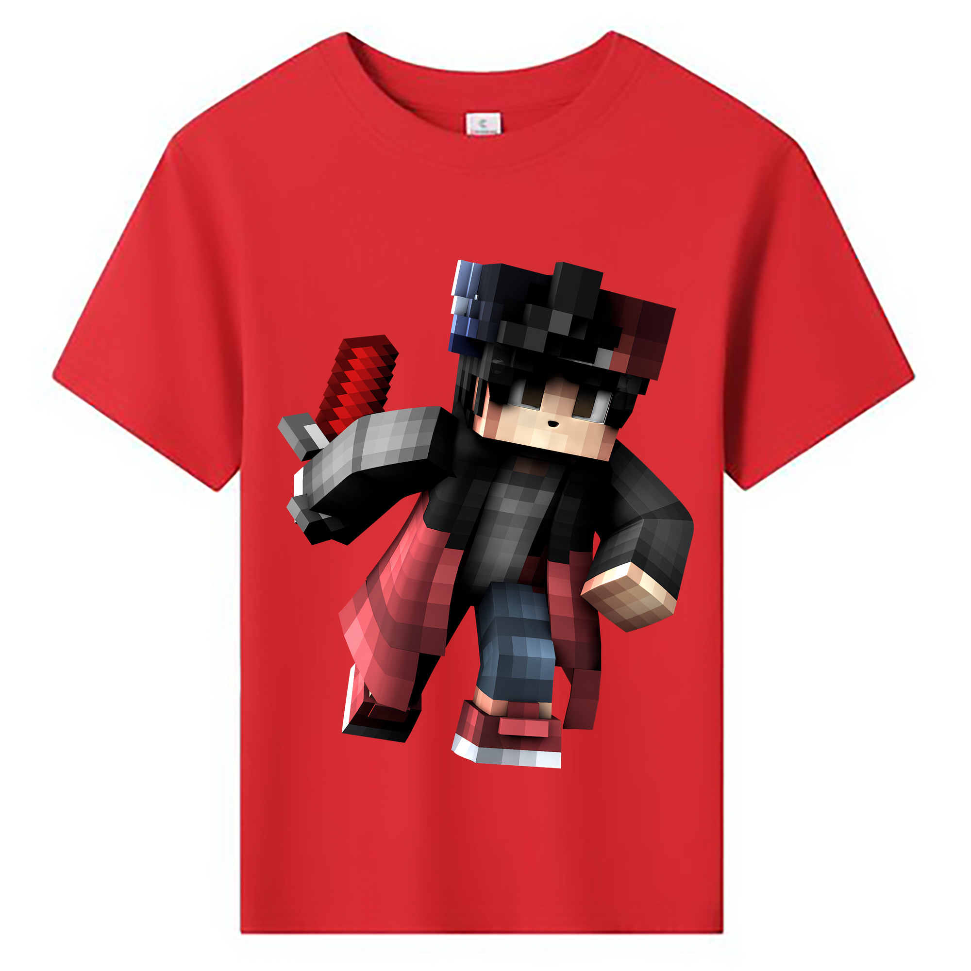 （画像用） マインクラフト ブロックの世界 Minecraft MC Block world 綿100％キッズTシャツ（フロントプリント）