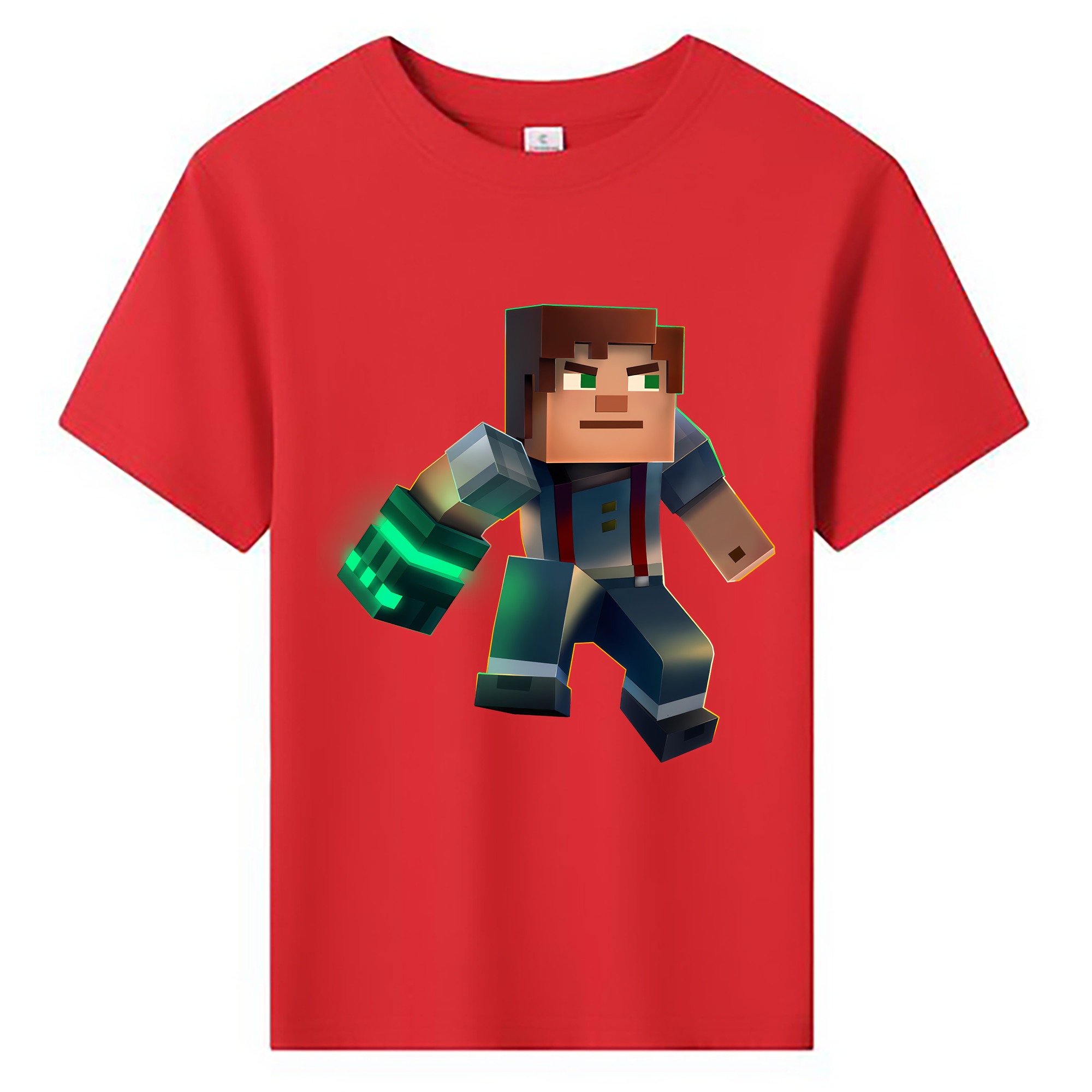 （画像用） マインクラフト ブロックの世界 Minecraft MC Block world 綿100％キッズTシャツ（フロントプリント）