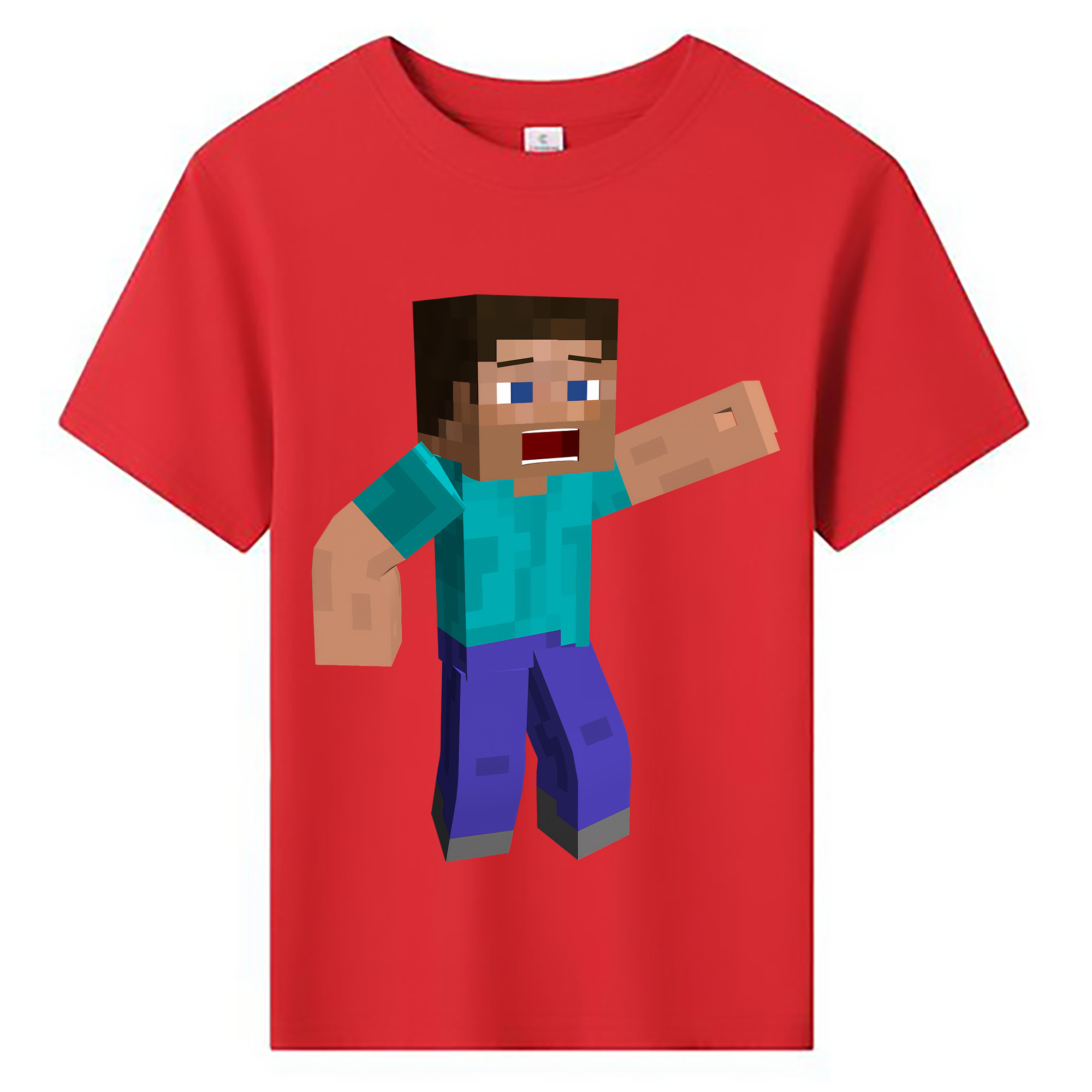 （画像用） マインクラフト ブロックの世界 Minecraft MC Block world 綿100％キッズTシャツ（フロントプリント）