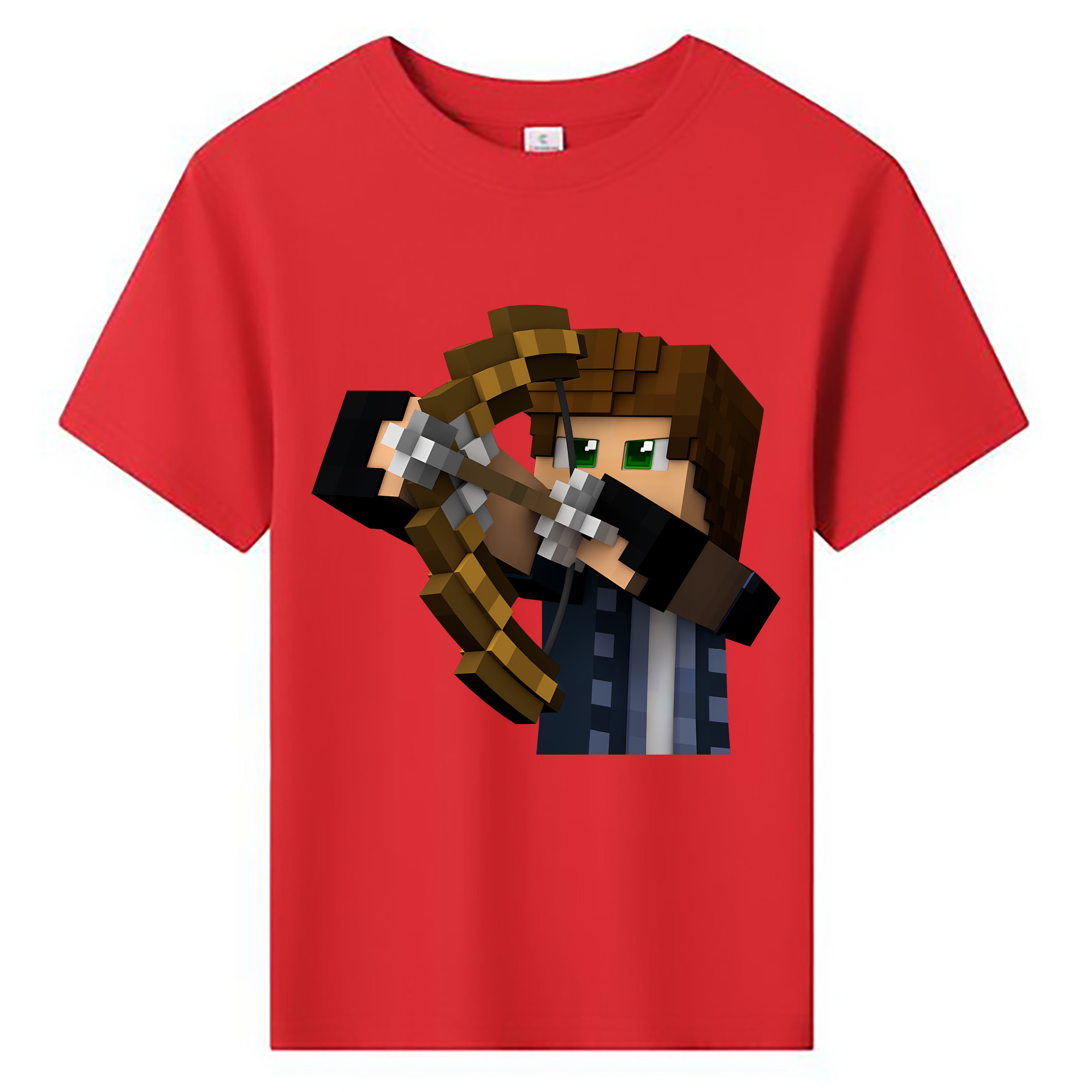 （画像用） マインクラフト ブロックの世界 Minecraft MC Block world 綿100％キッズTシャツ（フロントプリント）
