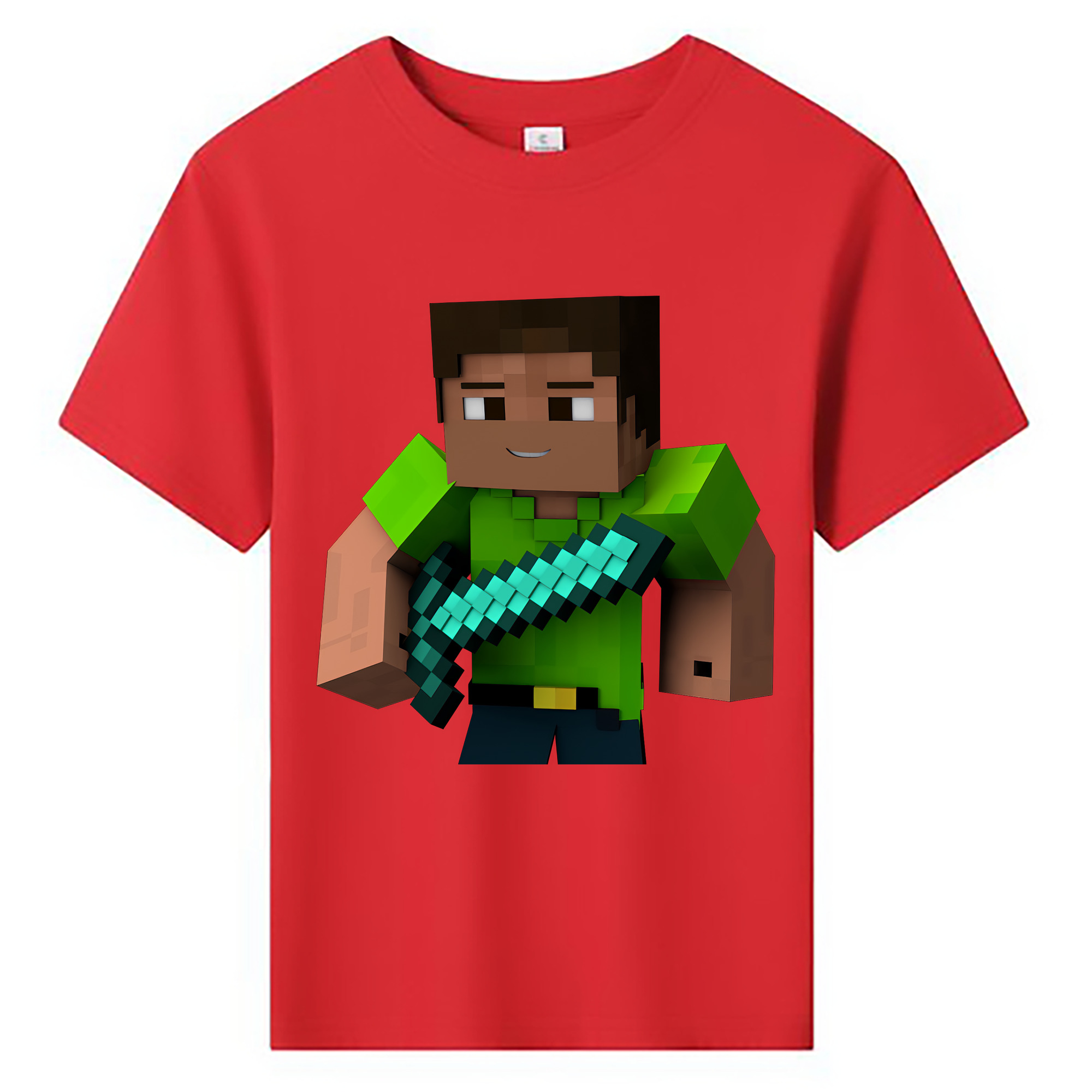 （画像用） マインクラフト ブロックの世界 Minecraft MC Block world 綿100％キッズTシャツ（フロントプリント）