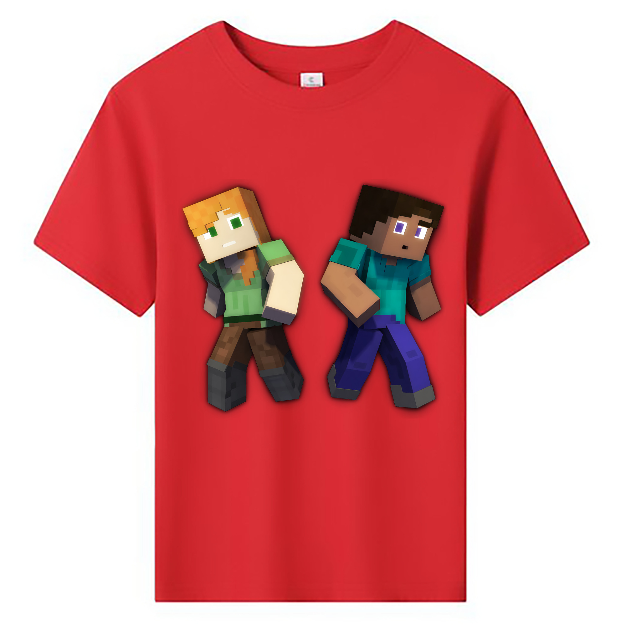 （画像用） マインクラフト ブロックの世界 Minecraft MC Block world 綿100％キッズTシャツ（フロントプリント）