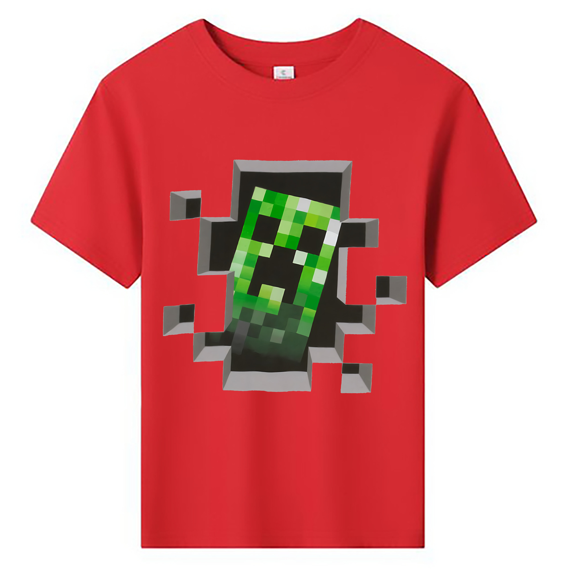 （画像用） マインクラフト ブロックの世界 Minecraft MC Block world 綿100％キッズTシャツ（フロントプリント）