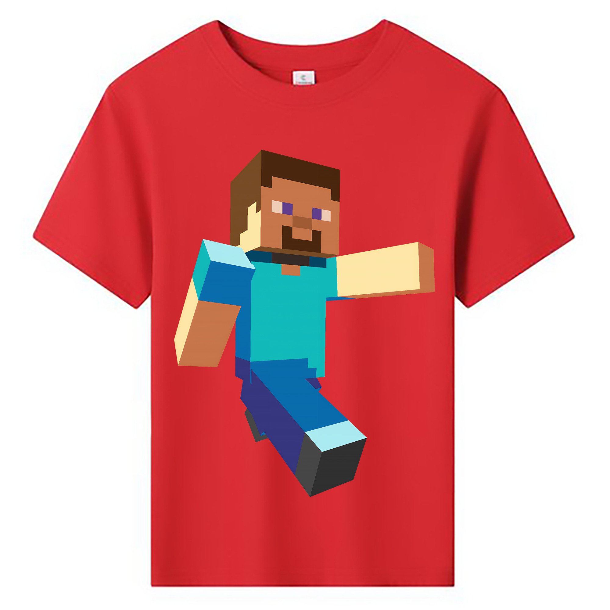 （画像用） マインクラフト ブロックの世界 Minecraft MC Block world 綿100％キッズTシャツ（フロントプリント）