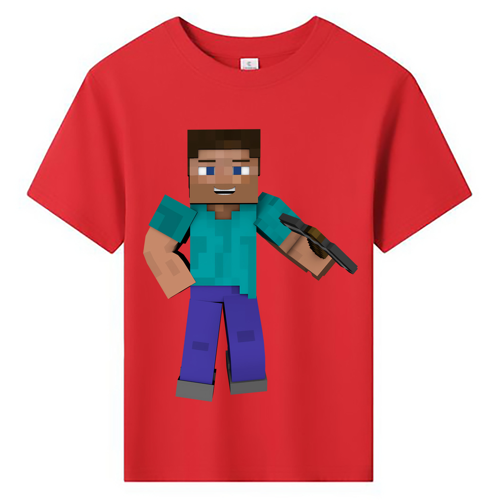 （画像用） マインクラフト ブロックの世界 Minecraft MC Block world 綿100％キッズTシャツ（フロントプリント）