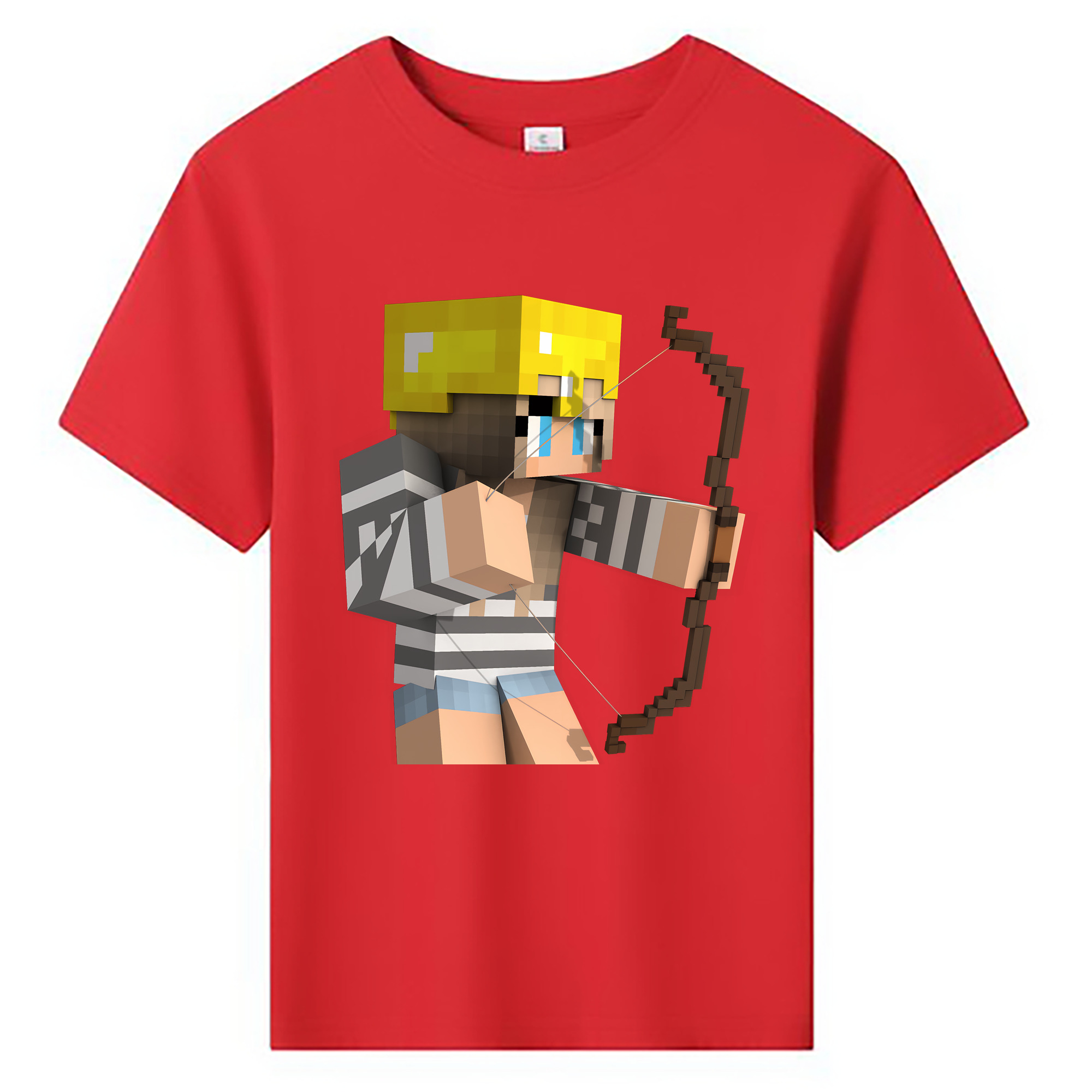 （画像用） マインクラフト ブロックの世界 Minecraft MC Block world 綿100％キッズTシャツ（フロントプリント）