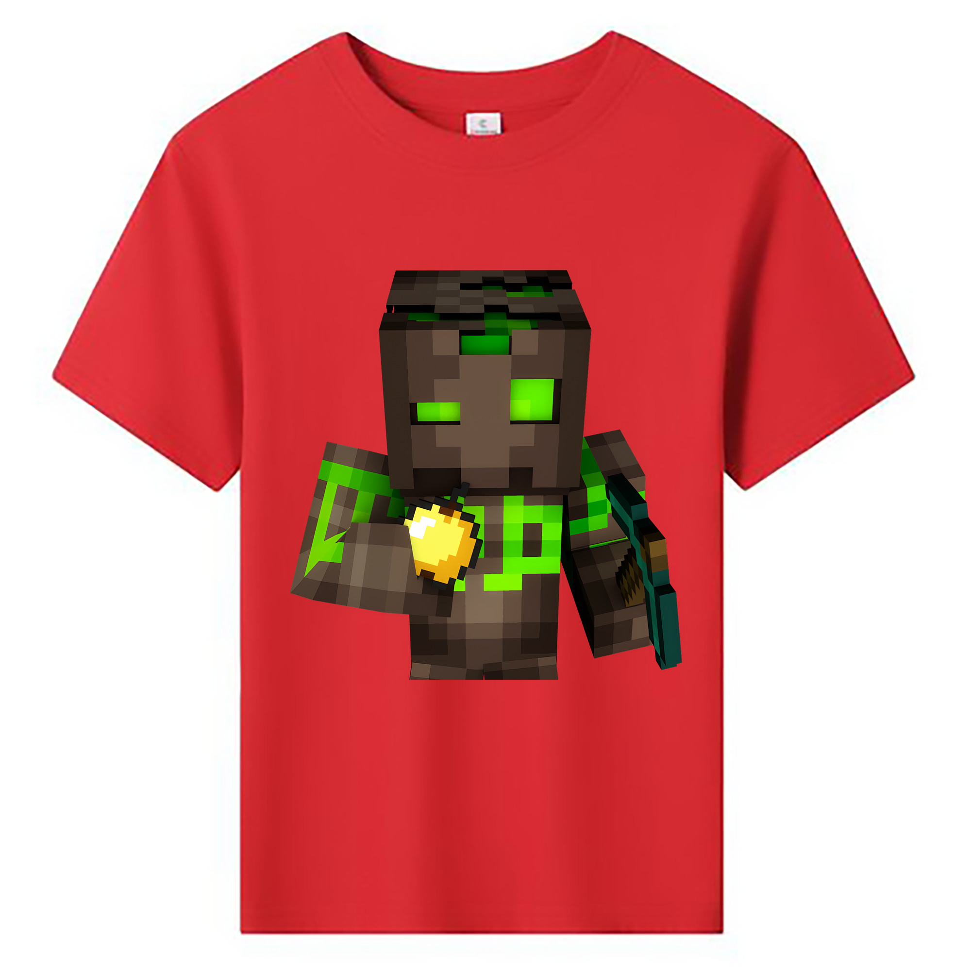 （画像用） マインクラフト ブロックの世界 Minecraft MC Block world 綿100％キッズTシャツ（フロントプリント）