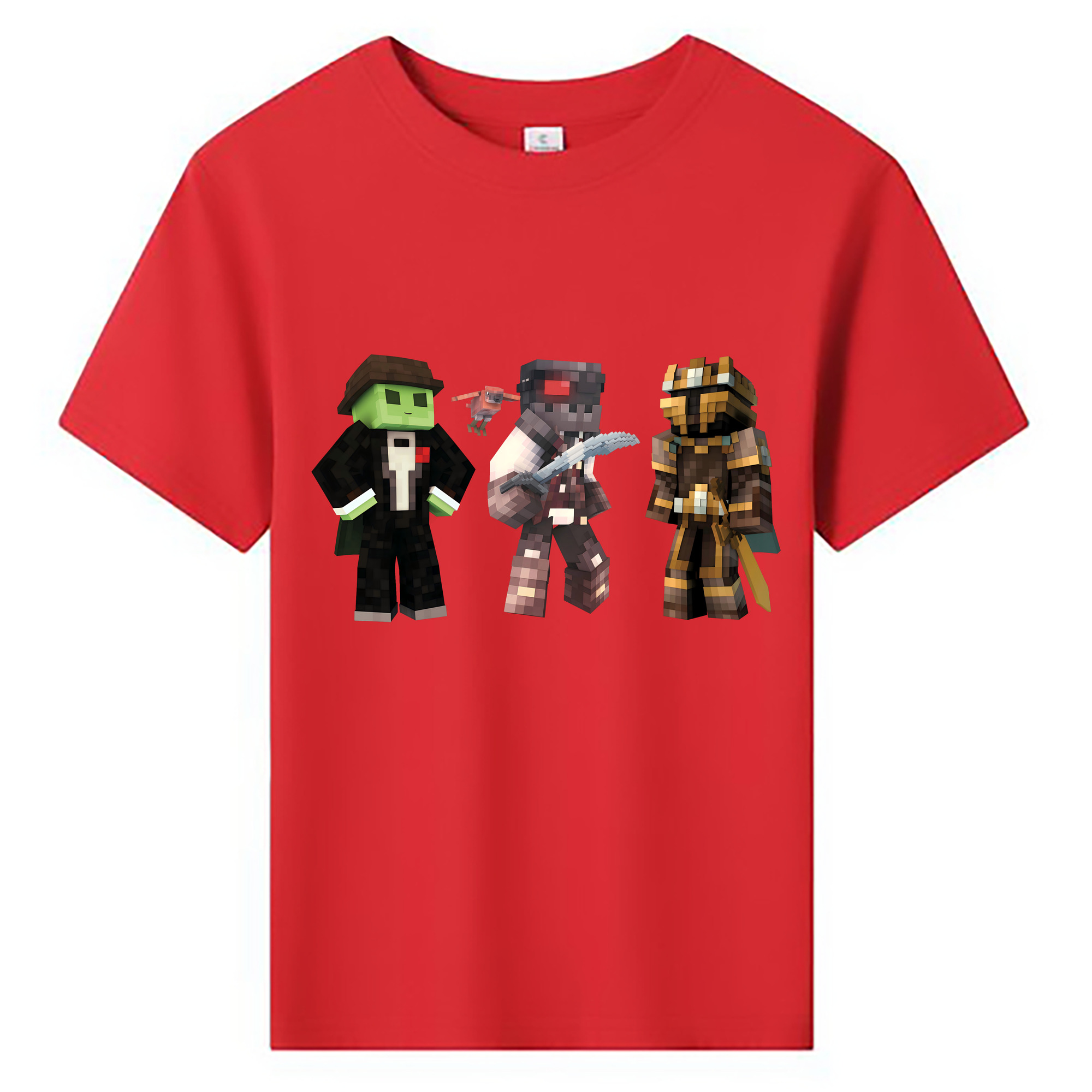 （画像用） マインクラフト ブロックの世界 Minecraft MC Block world 綿100％キッズTシャツ（フロントプリント）