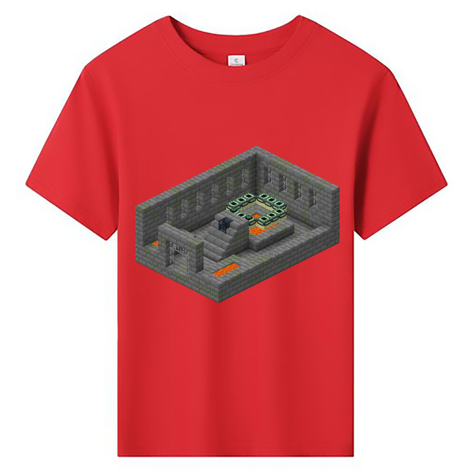 （画像用） マインクラフト ブロックの世界 Minecraft MC Block world 綿100％キッズTシャツ（フロントプリント）