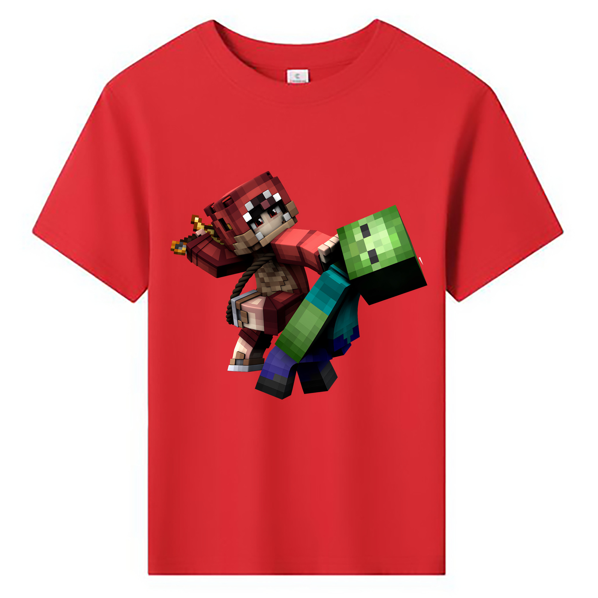 （画像用） マインクラフト ブロックの世界 Minecraft MC Block world 綿100％キッズTシャツ（フロントプリント）