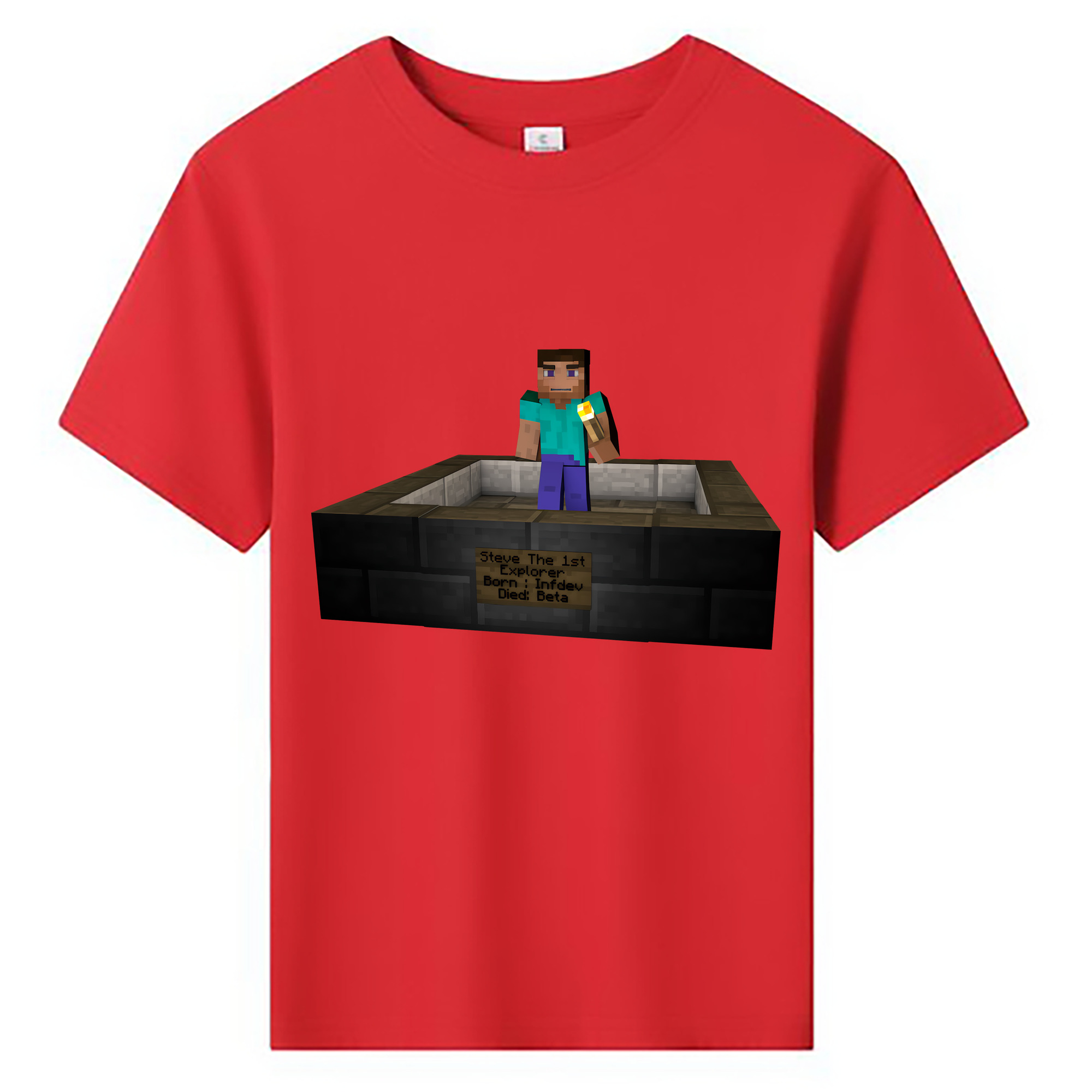（画像用） マインクラフト ブロックの世界 Minecraft MC Block world 綿100％キッズTシャツ（フロントプリント）