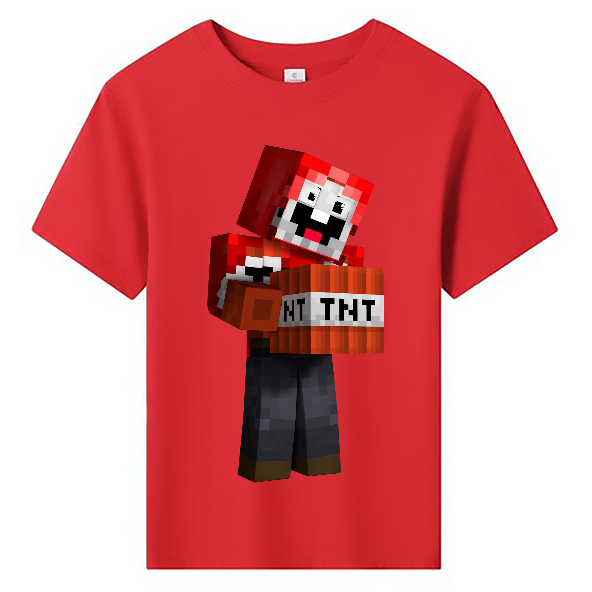 （画像用） マインクラフト ブロックの世界 Minecraft MC Block world 綿100％キッズTシャツ（フロントプリント）