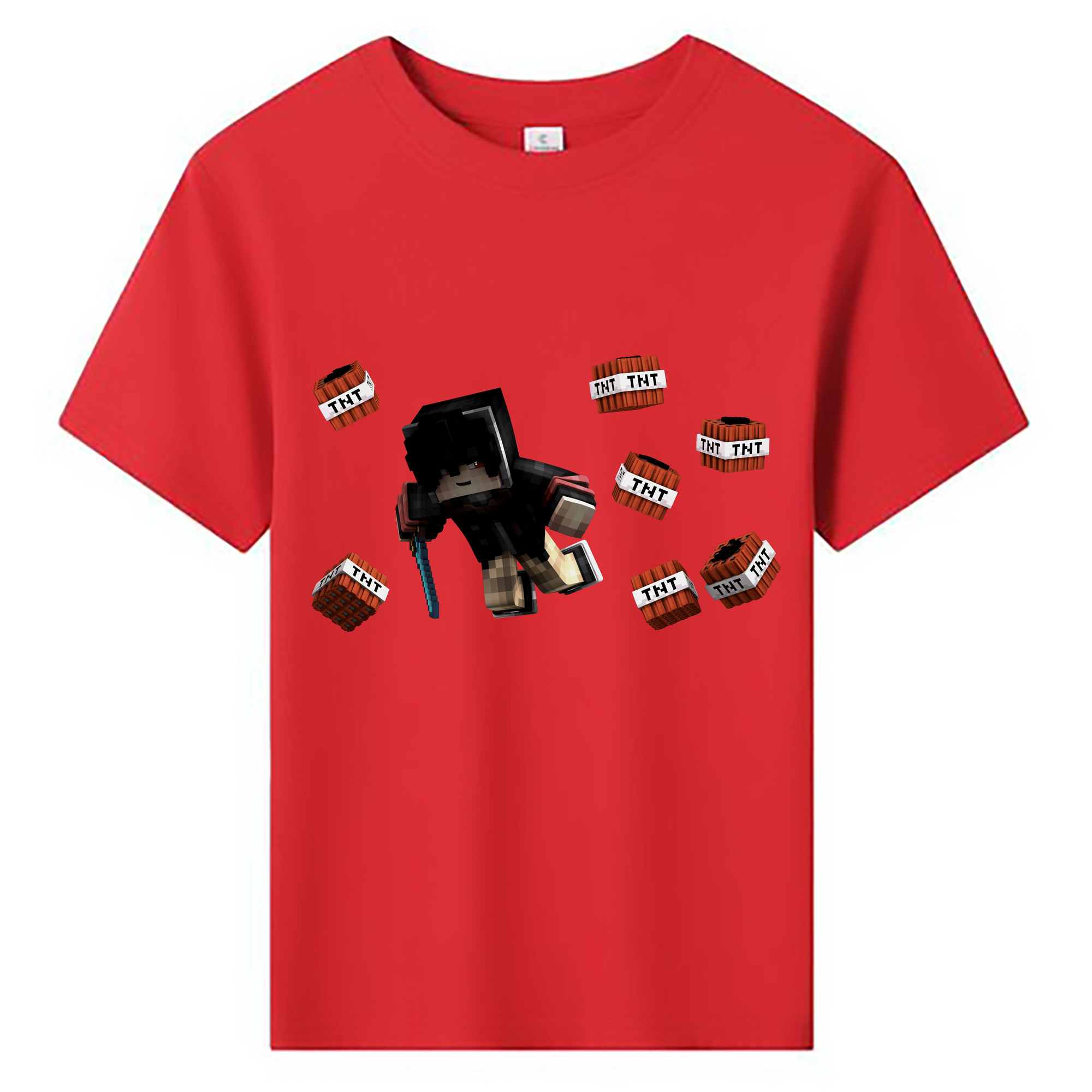 （画像用） マインクラフト ブロックの世界 Minecraft MC Block world 綿100％キッズTシャツ（フロントプリント）