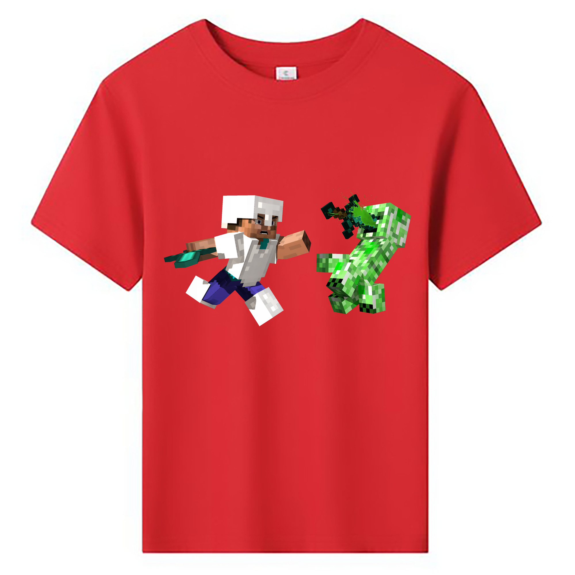 （画像用） マインクラフト ブロックの世界 Minecraft MC Block world 綿100％キッズTシャツ（フロントプリント）
