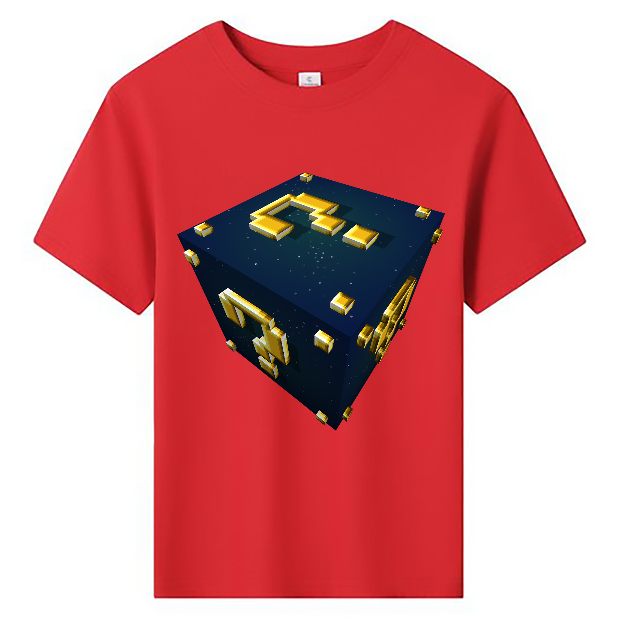 （画像用） マインクラフト ブロックの世界 Minecraft MC Block world 綿100％キッズTシャツ（フロントプリント）