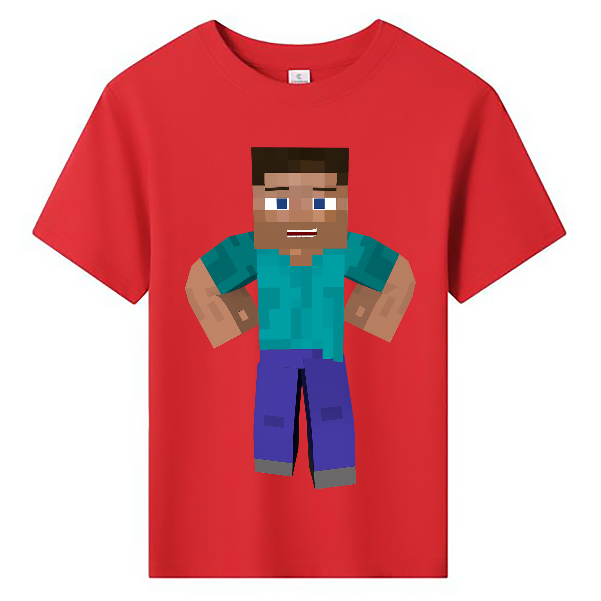 （画像用） マインクラフト ブロックの世界 Minecraft MC Block world 綿100％キッズTシャツ（フロントプリント）