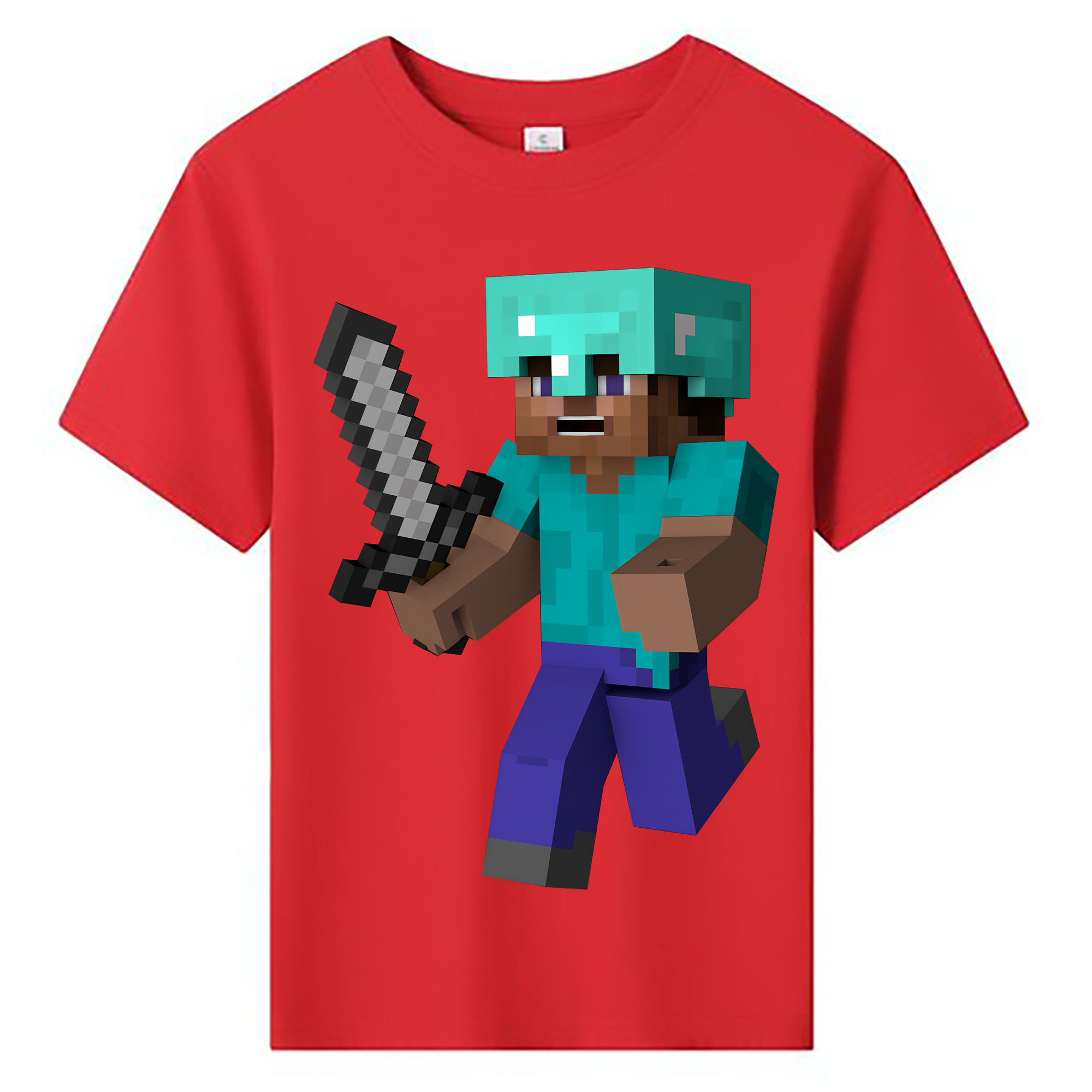 （画像用） マインクラフト ブロックの世界 Minecraft MC Block world 綿100％キッズTシャツ（フロントプリント）