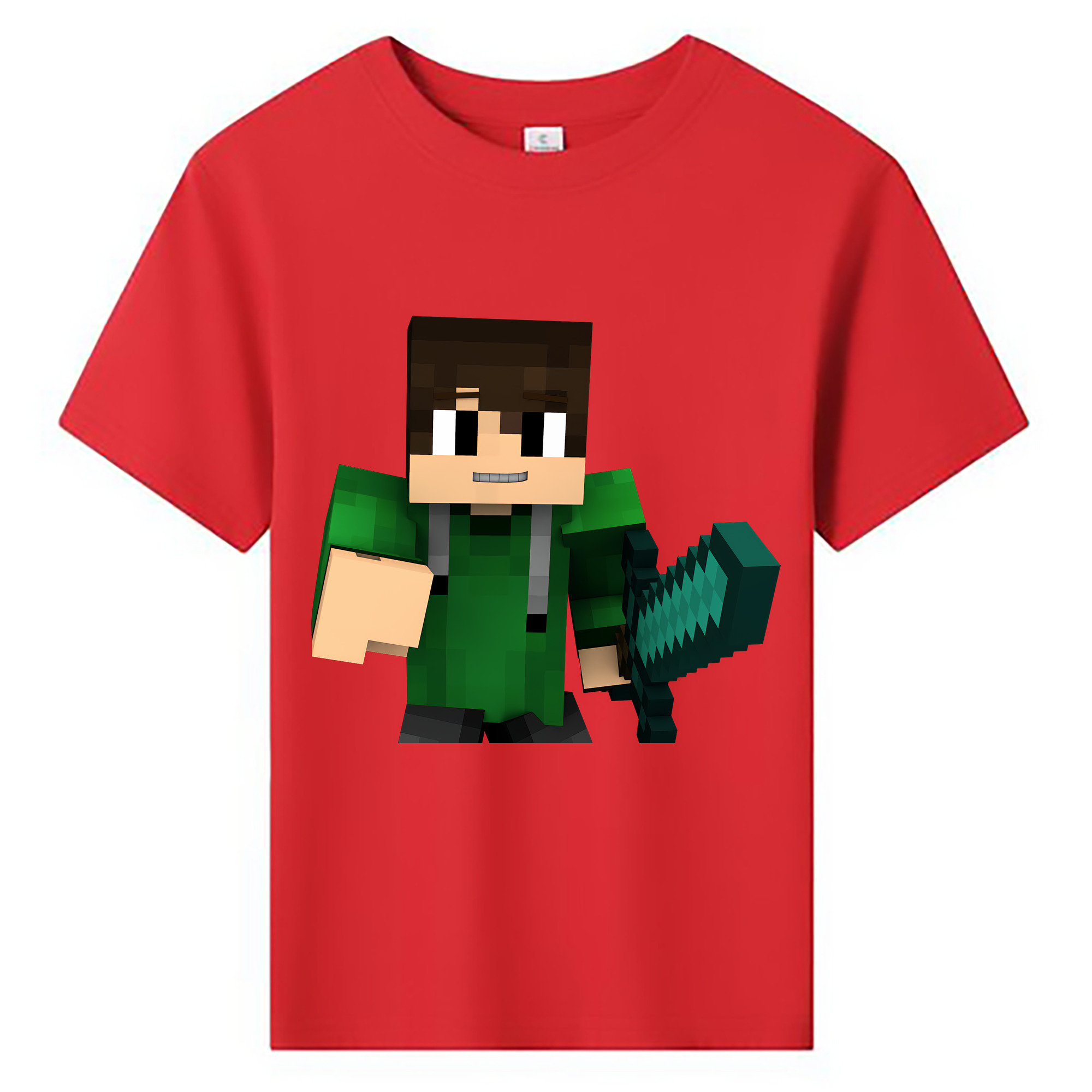 （画像用） マインクラフト ブロックの世界 Minecraft MC Block world 綿100％キッズTシャツ（フロントプリント）