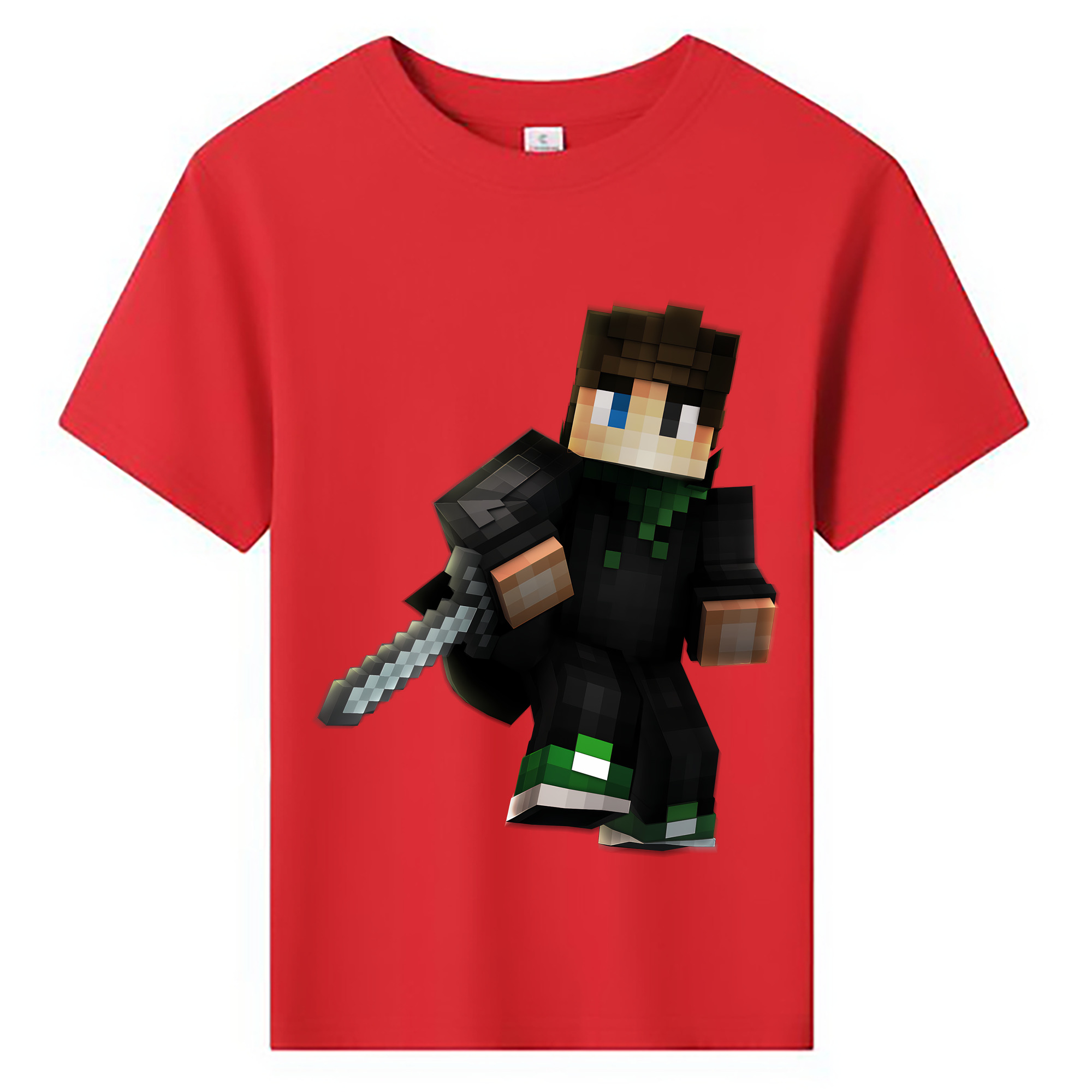 （画像用） マインクラフト ブロックの世界 Minecraft MC Block world 綿100％キッズTシャツ（フロントプリント）