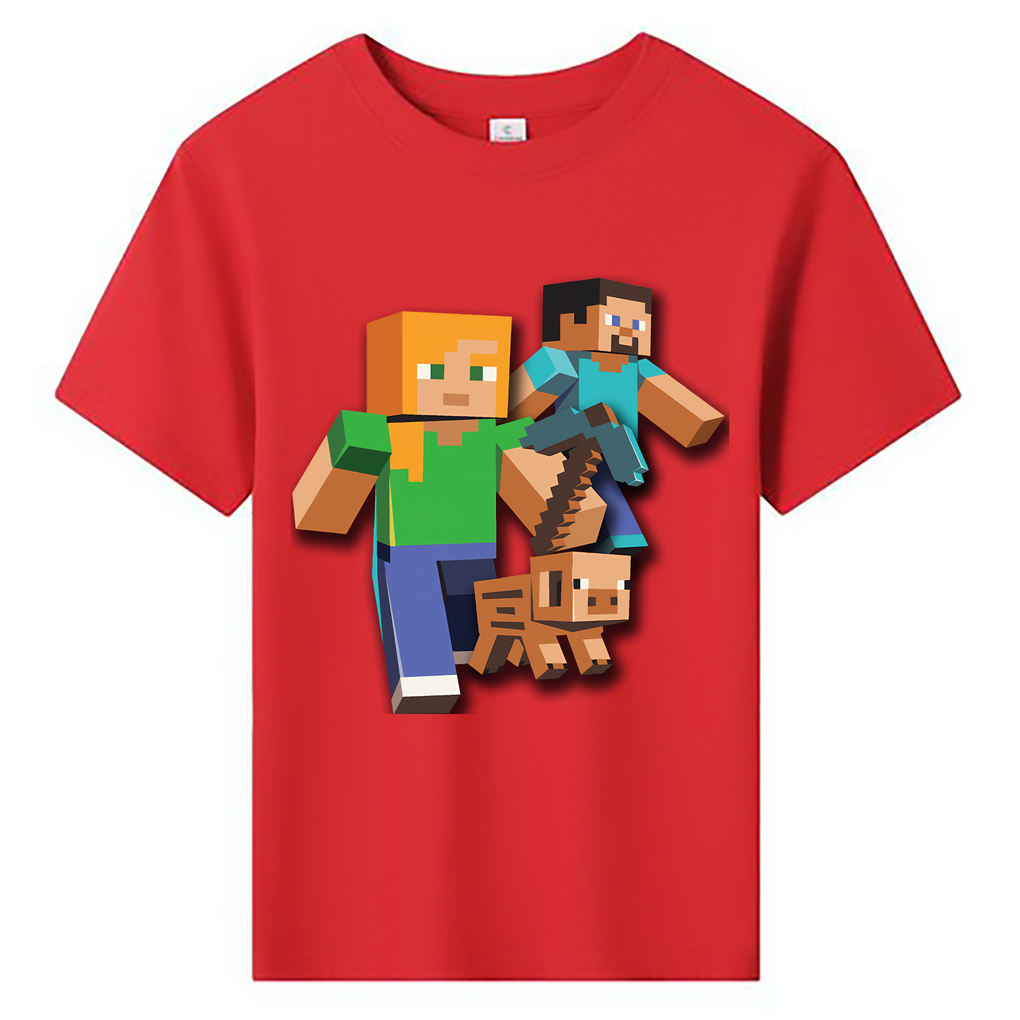 （画像用） マインクラフト ブロックの世界 Minecraft MC Block world 綿100％キッズTシャツ（フロントプリント）