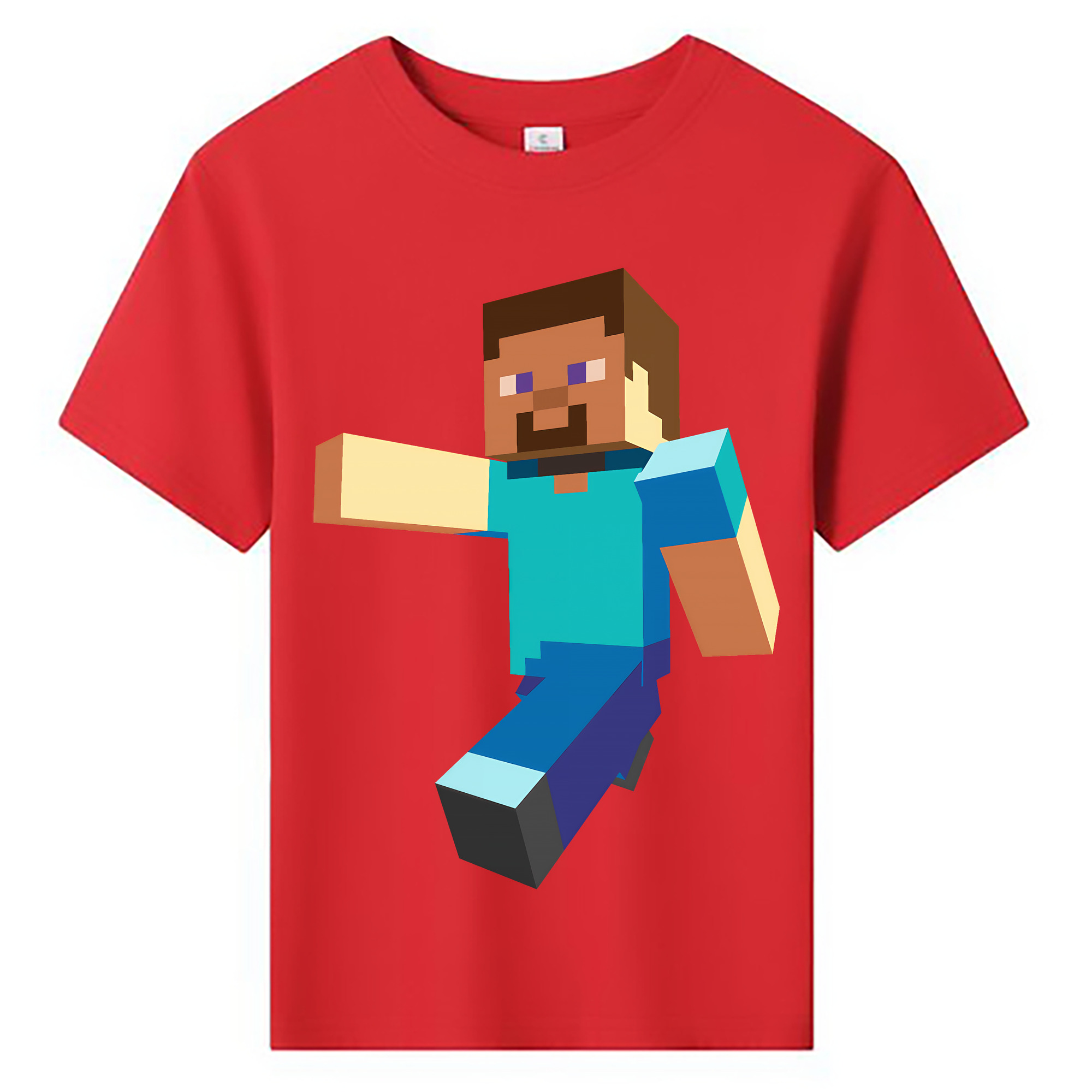 （画像用） マインクラフト ブロックの世界 Minecraft MC Block world 綿100％キッズTシャツ（フロントプリント）