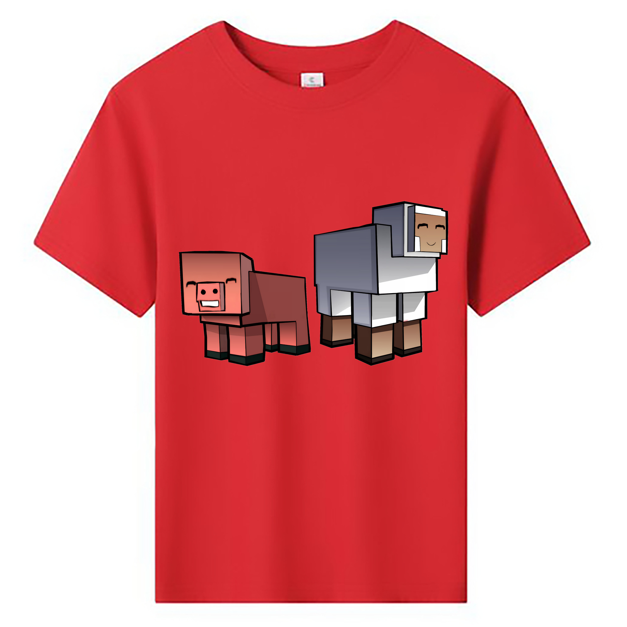 （画像用） マインクラフト ブロックの世界 Minecraft MC Block world 綿100％キッズTシャツ（フロントプリント）