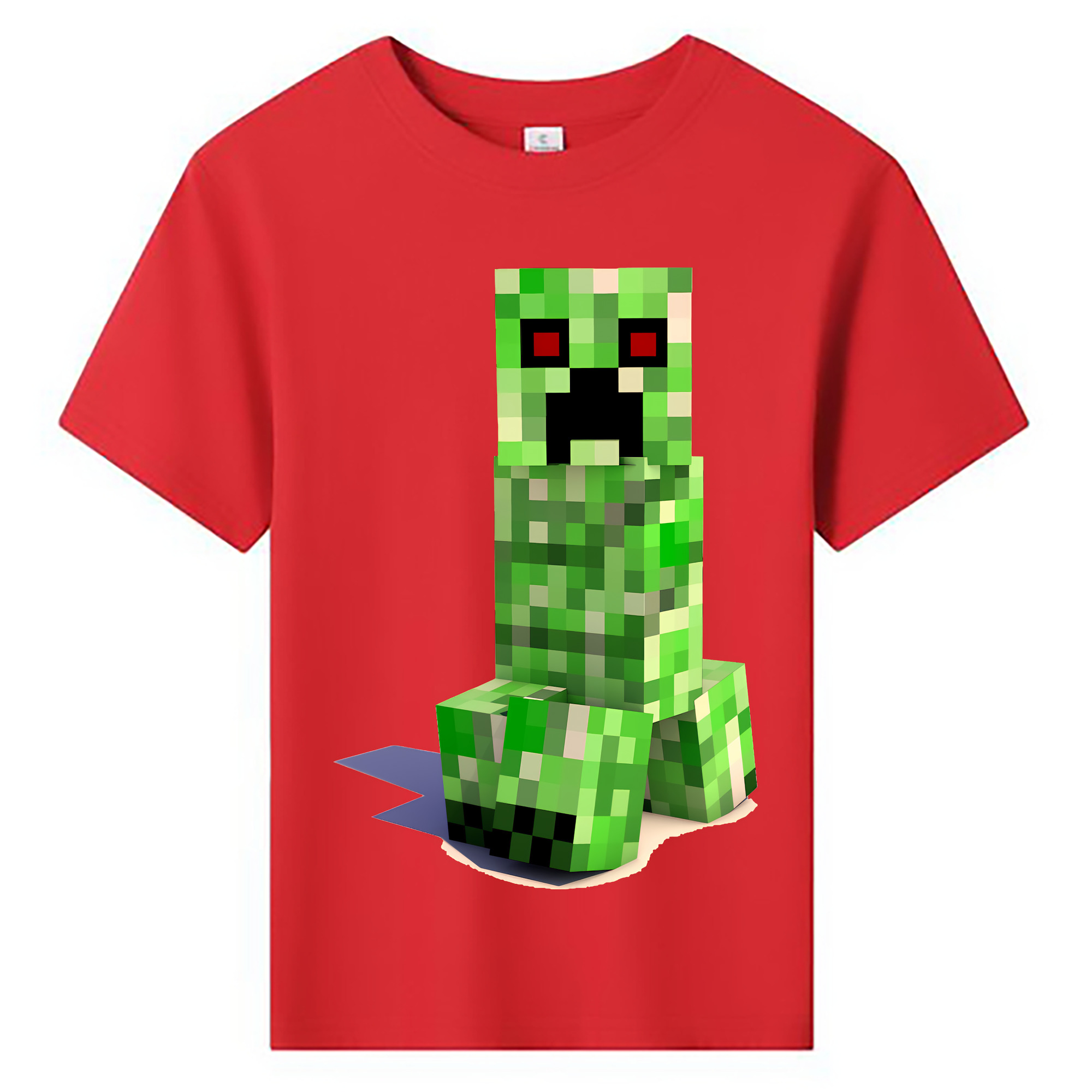 （画像用） マインクラフト ブロックの世界 Minecraft MC Block world 綿100％キッズTシャツ（フロントプリント）