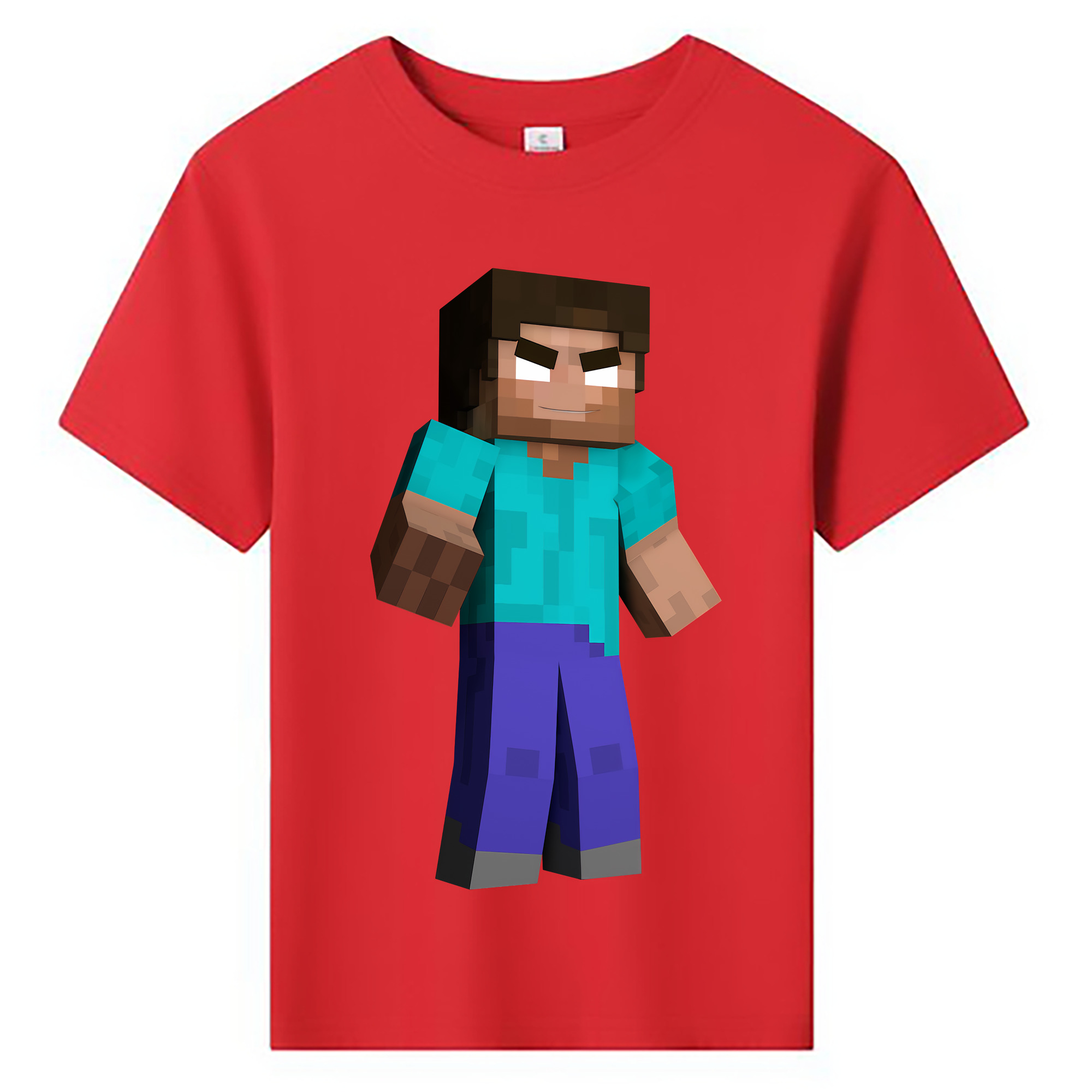 （画像用） マインクラフト ブロックの世界 Minecraft MC Block world 綿100％キッズTシャツ（フロントプリント）