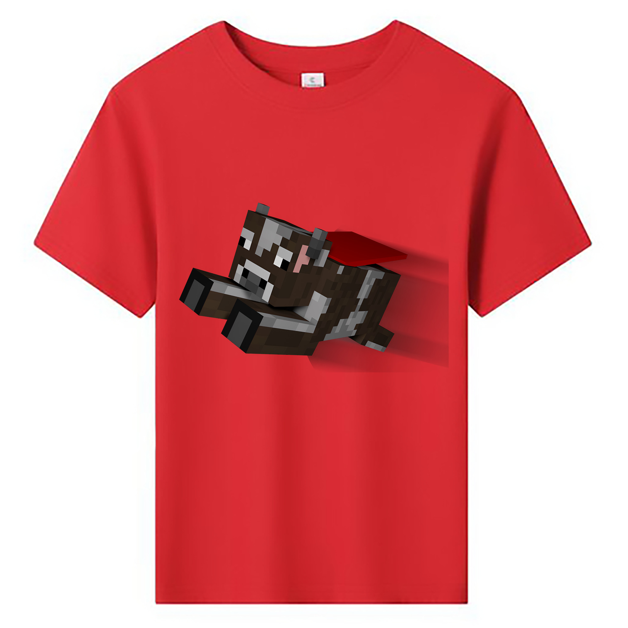（画像用） マインクラフト ブロックの世界 Minecraft MC Block world 綿100％キッズTシャツ（フロントプリント）