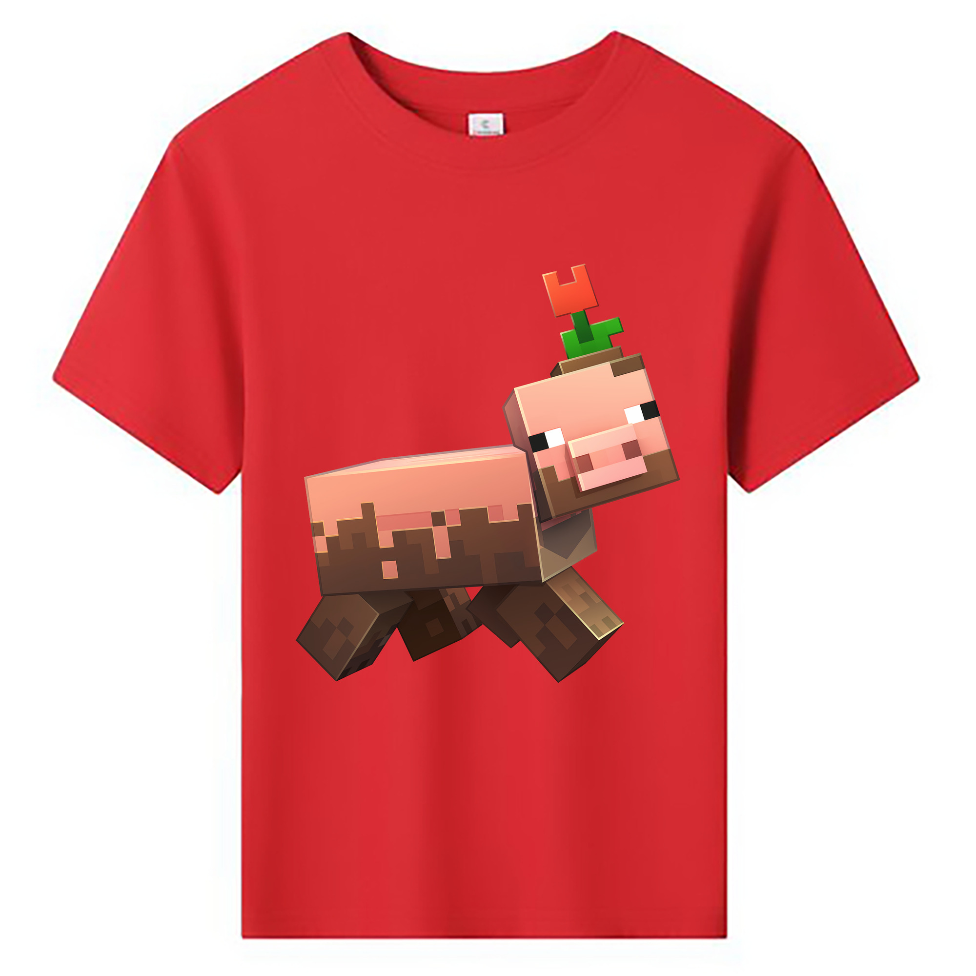 （画像用） マインクラフト ブロックの世界 Minecraft MC Block world 綿100％キッズTシャツ（フロントプリント）