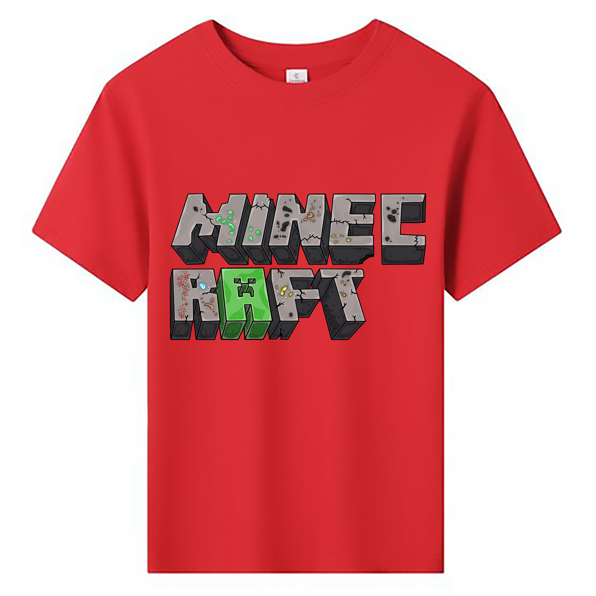 （画像用） マインクラフト ブロックの世界 Minecraft MC Block world 綿100％キッズTシャツ（フロントプリント）