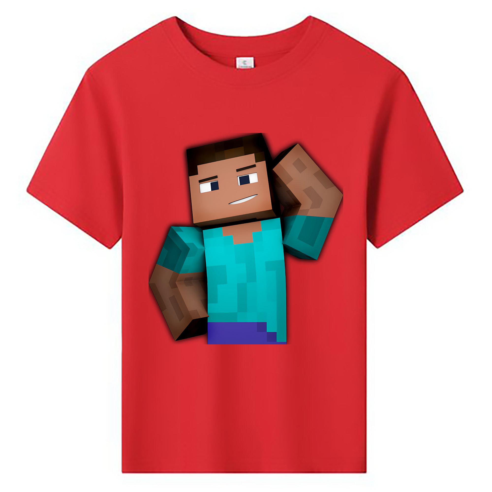 （画像用） マインクラフト ブロックの世界 Minecraft MC Block world 綿100％キッズTシャツ（フロントプリント）
