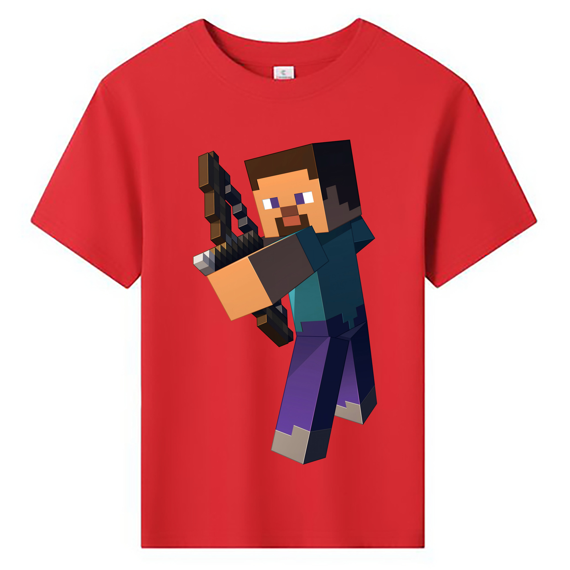 （画像用） マインクラフト ブロックの世界 Minecraft MC Block world 綿100％キッズTシャツ（フロントプリント）