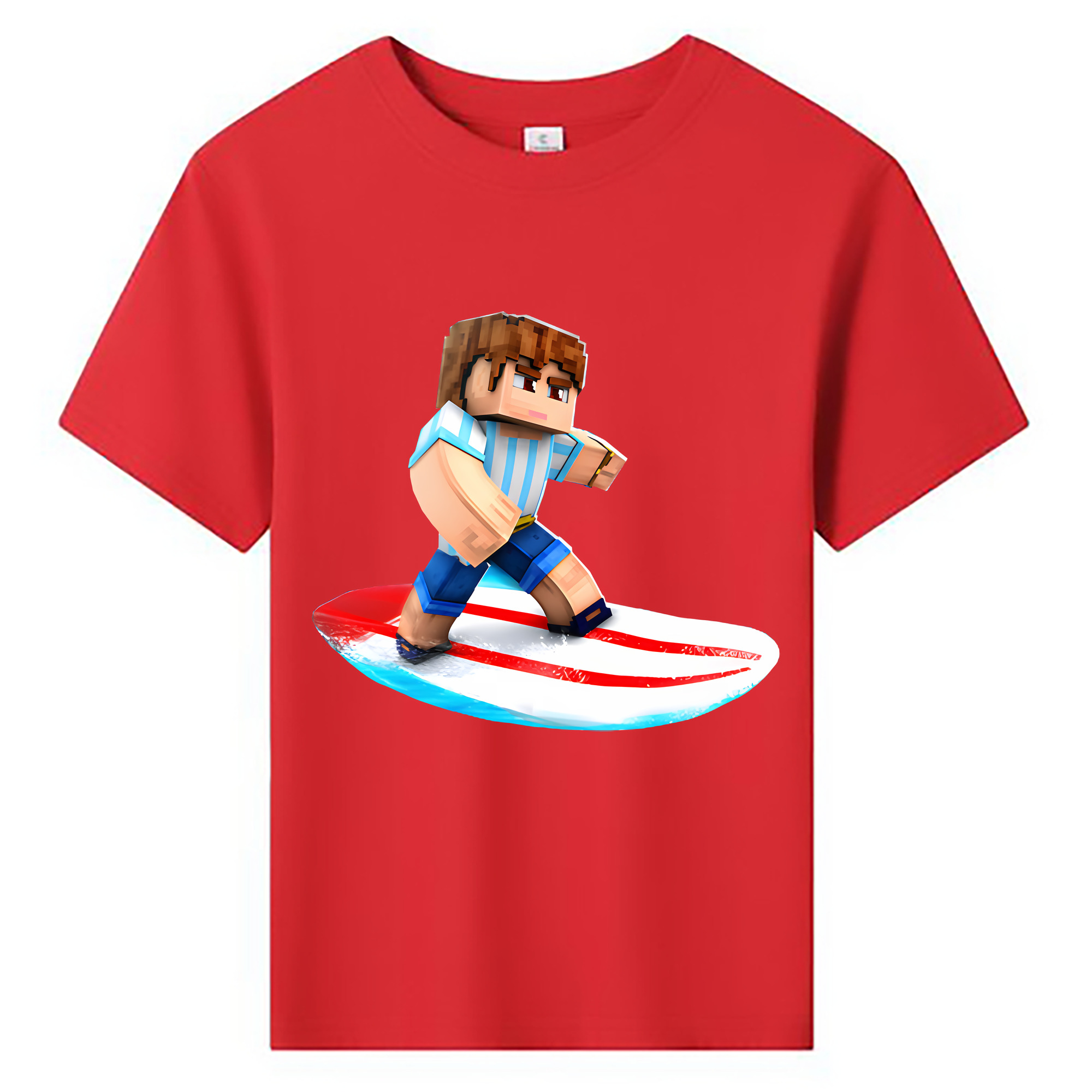 （画像用） マインクラフト ブロックの世界 Minecraft MC Block world 綿100％キッズTシャツ（フロントプリント）