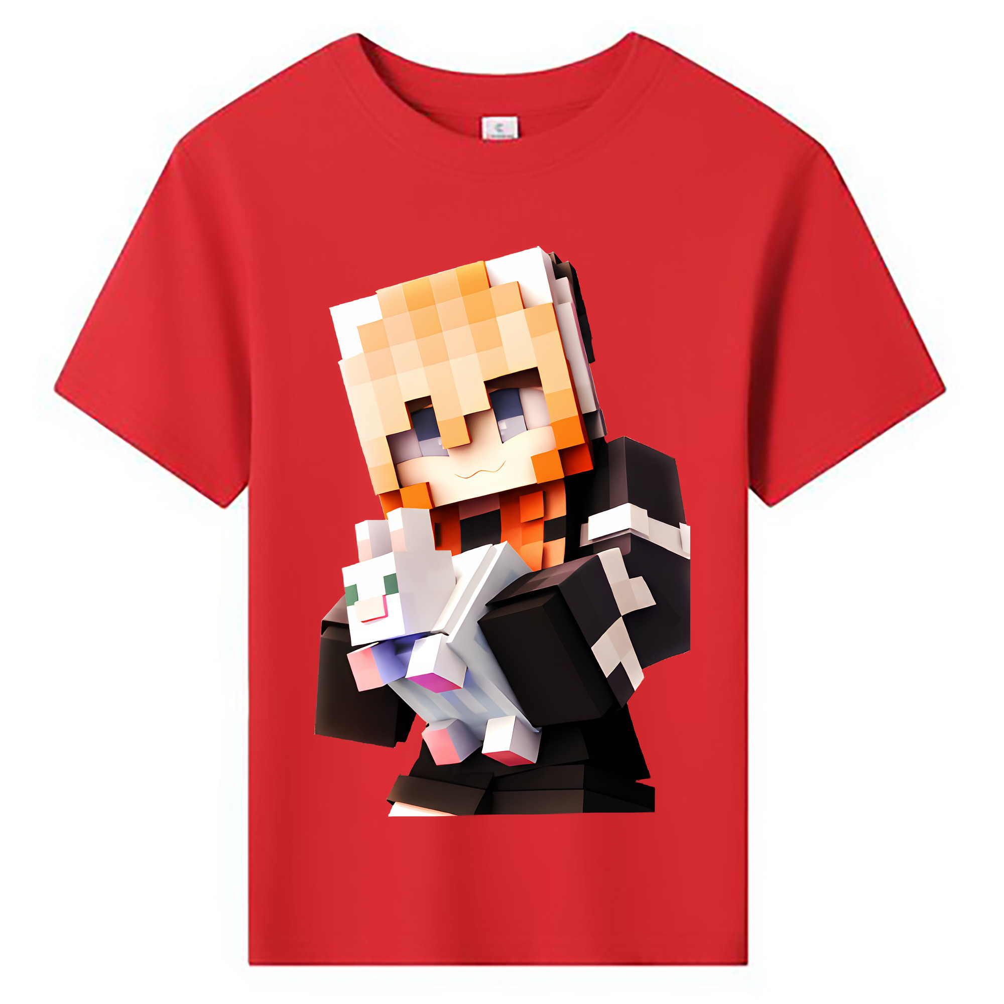 （画像用） マインクラフト ブロックの世界 Minecraft MC Block world 綿100％キッズTシャツ（フロントプリント）