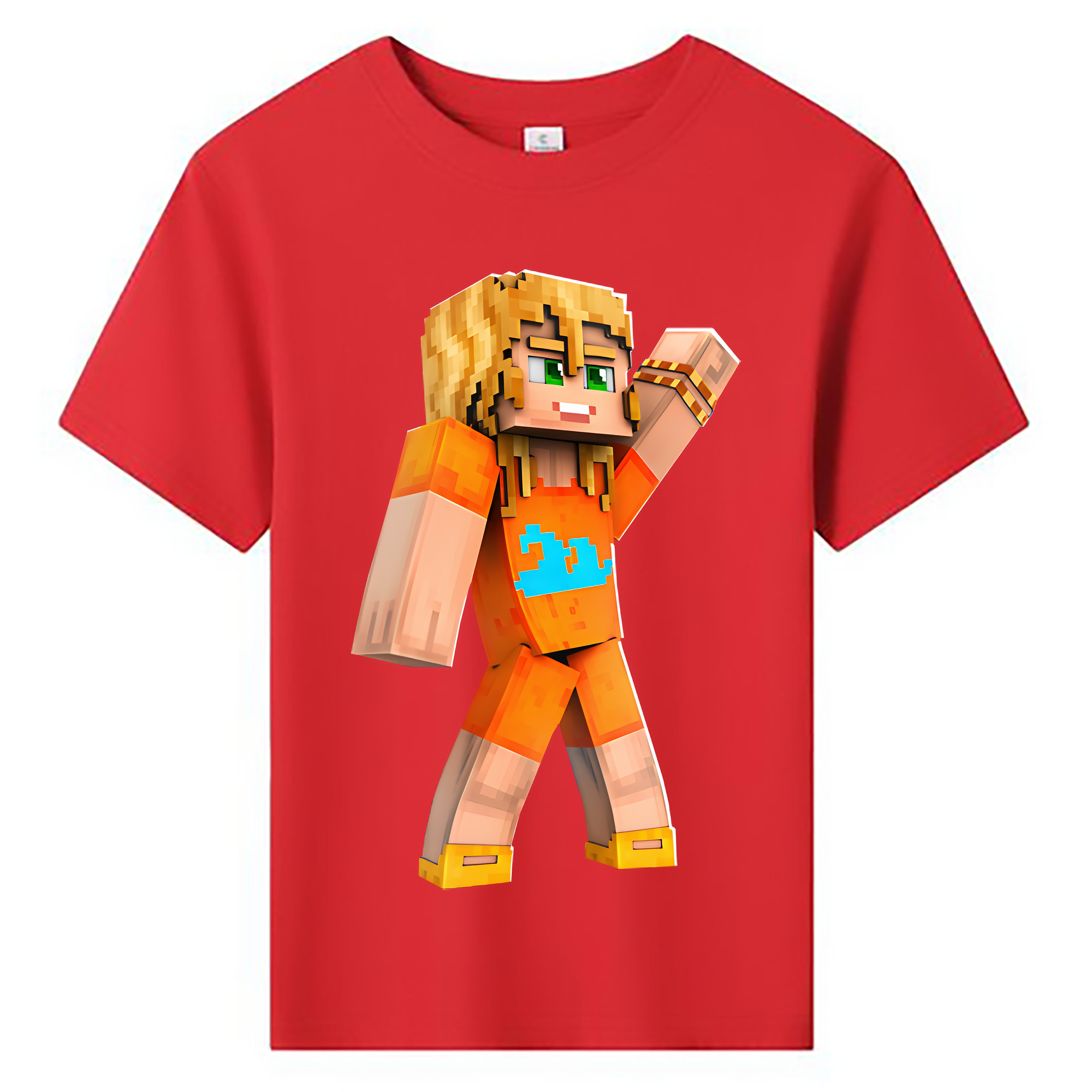 （画像用） マインクラフト ブロックの世界 Minecraft MC Block world 綿100％キッズTシャツ（フロントプリント）