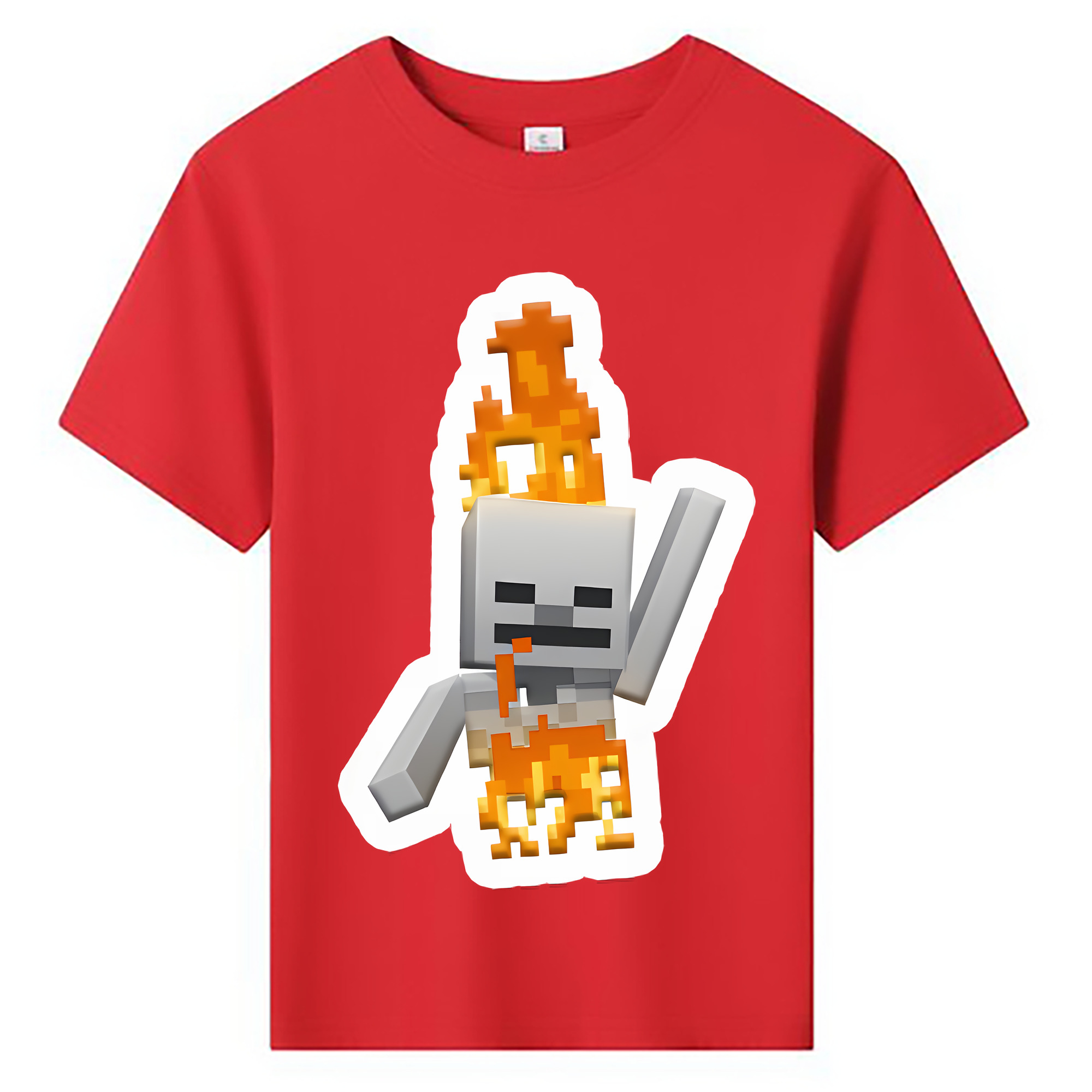 （画像用） マインクラフト ブロックの世界 Minecraft MC Block world 綿100％キッズTシャツ（フロントプリント）