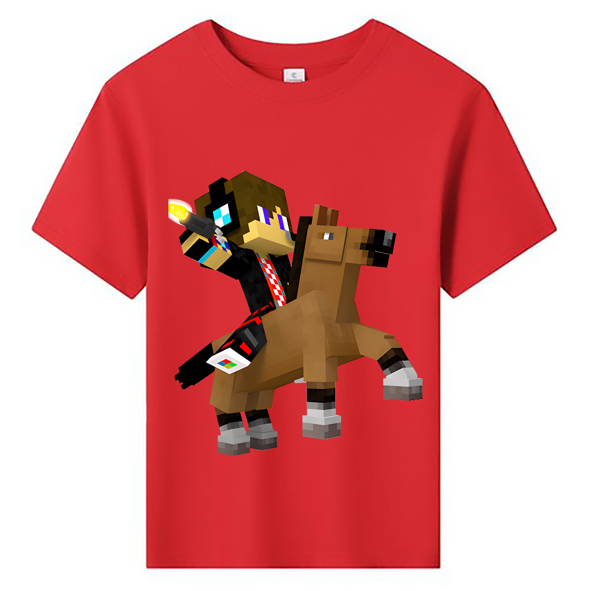 （画像用） マインクラフト ブロックの世界 Minecraft MC Block world 綿100％キッズTシャツ（フロントプリント）