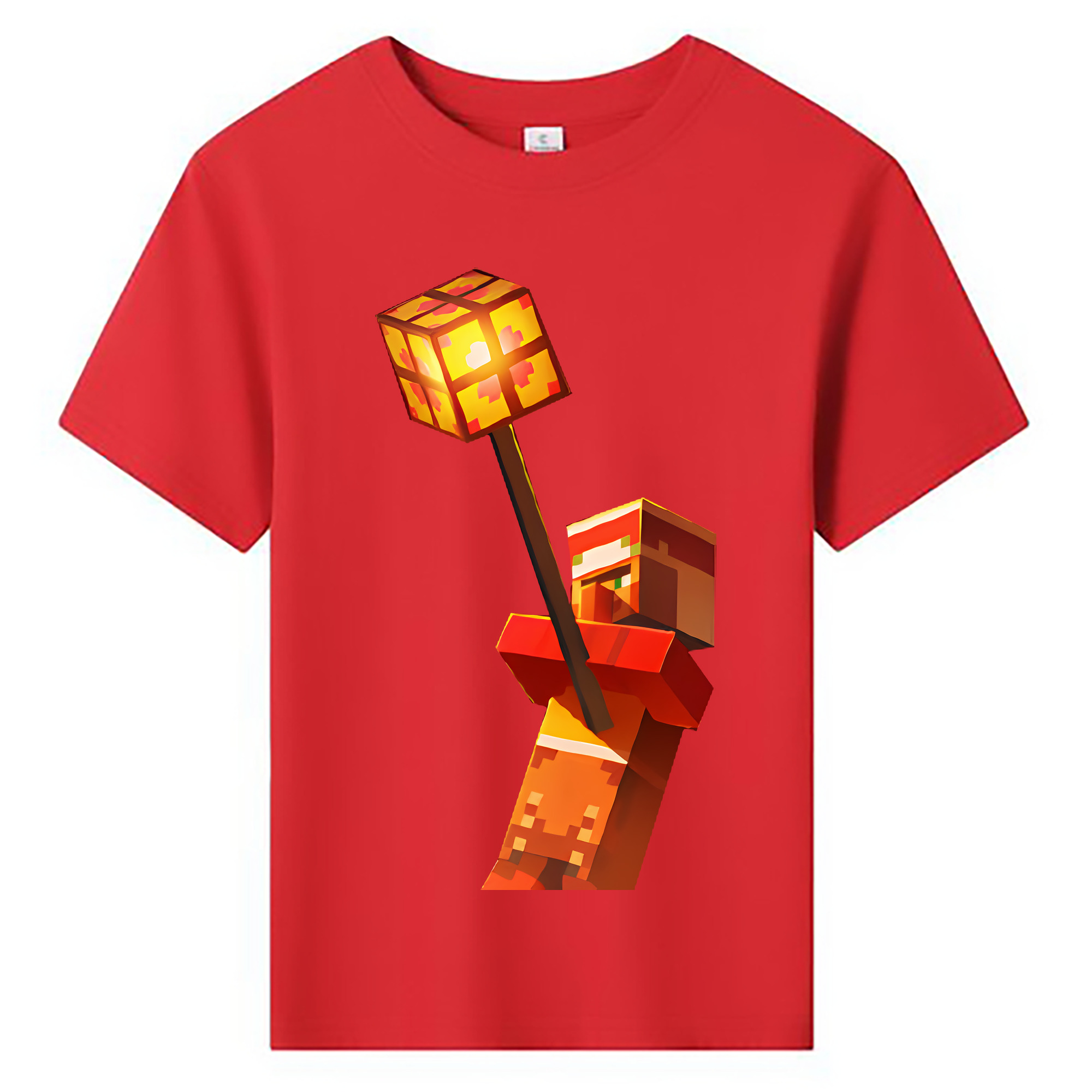 （画像用） マインクラフト ブロックの世界 Minecraft MC Block world 綿100％キッズTシャツ（フロントプリント）