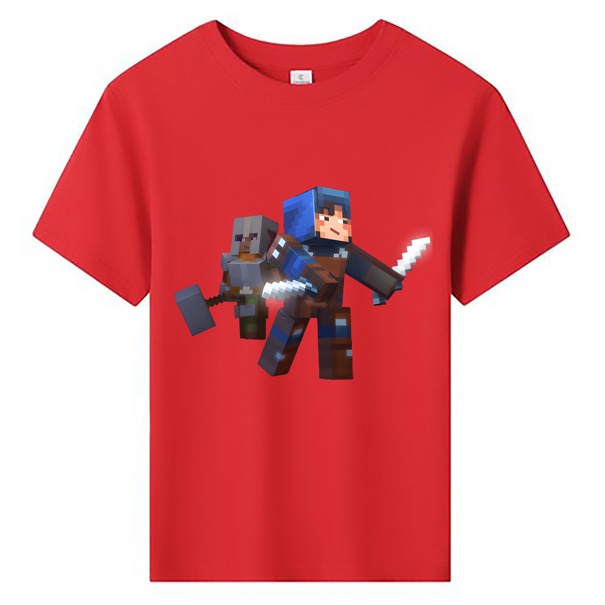 （画像用） マインクラフト ブロックの世界 Minecraft MC Block world 綿100％キッズTシャツ（フロントプリント）