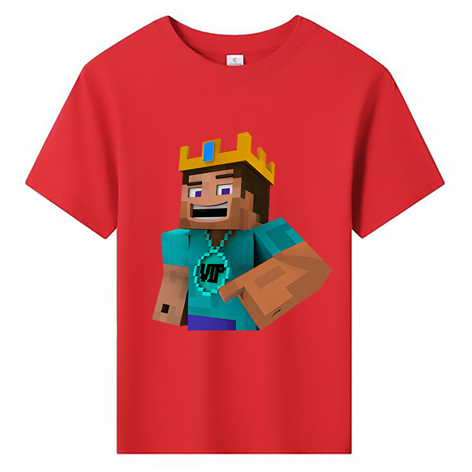 （画像用） マインクラフト ブロックの世界 Minecraft MC Block world 綿100％キッズTシャツ（フロントプリント）