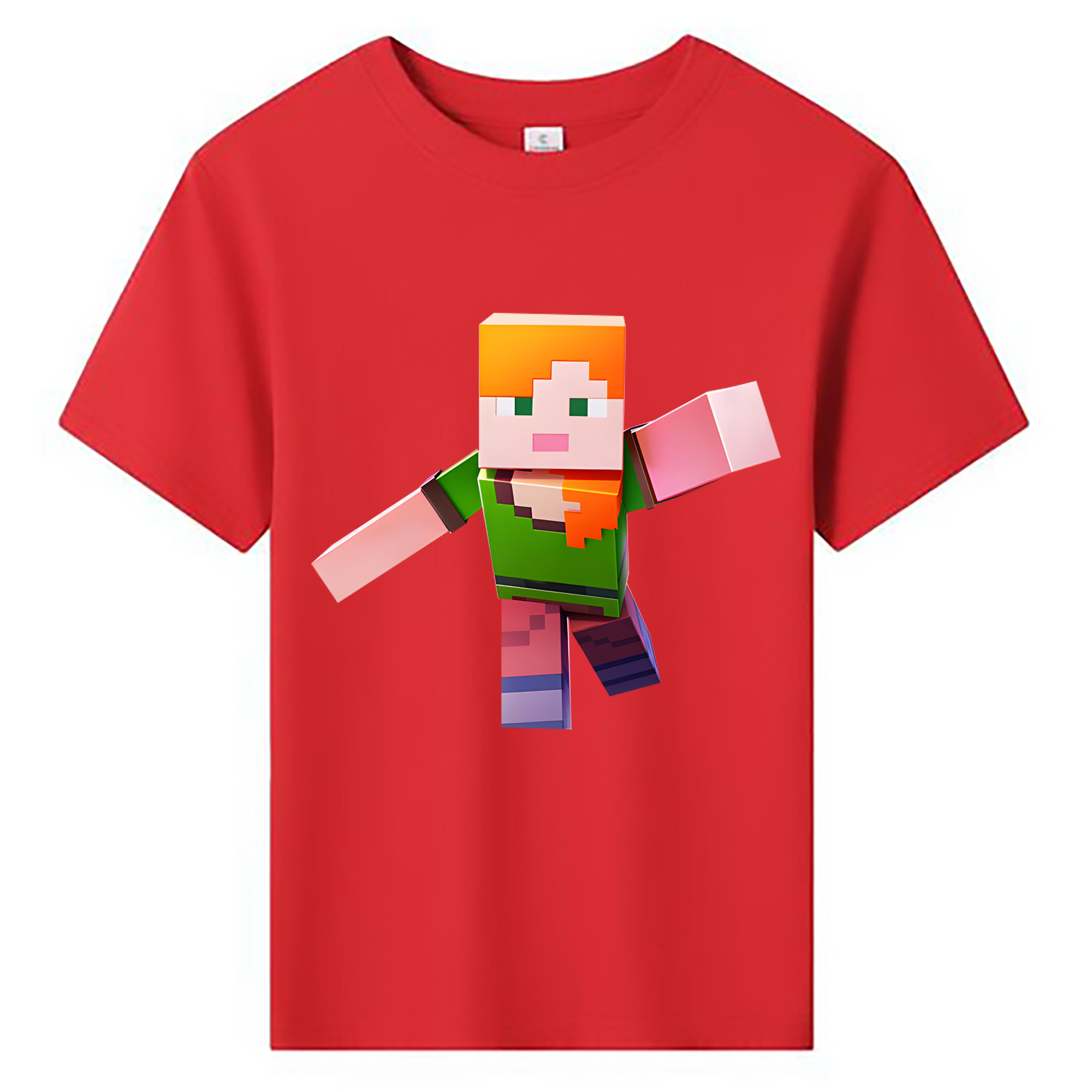（画像用） マインクラフト ブロックの世界 Minecraft MC Block world 綿100％キッズTシャツ（フロントプリント）