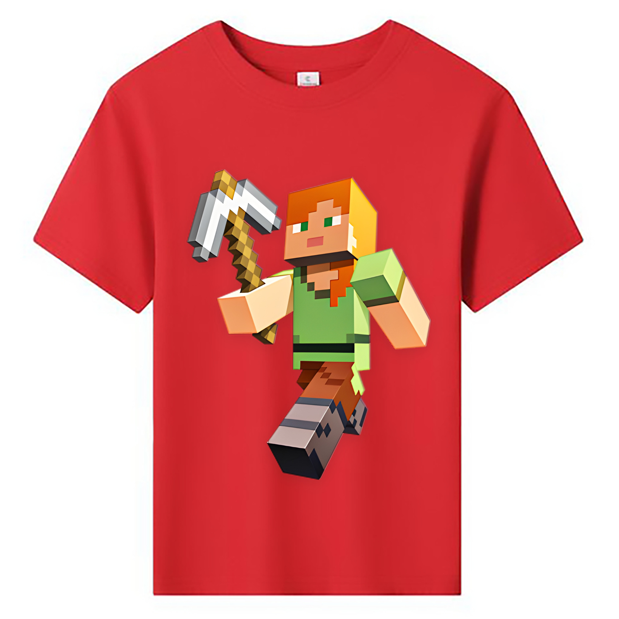 （画像用） マインクラフト ブロックの世界 Minecraft MC Block world 綿100％キッズTシャツ（フロントプリント）