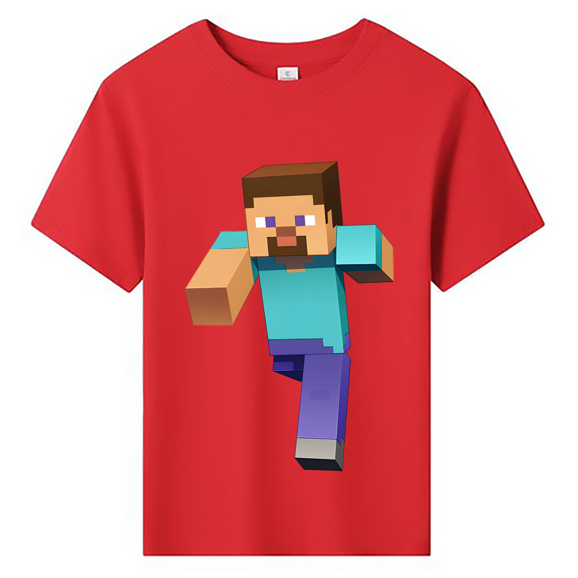 （画像用） マインクラフト ブロックの世界 Minecraft MC Block world 綿100％キッズTシャツ（フロントプリント）