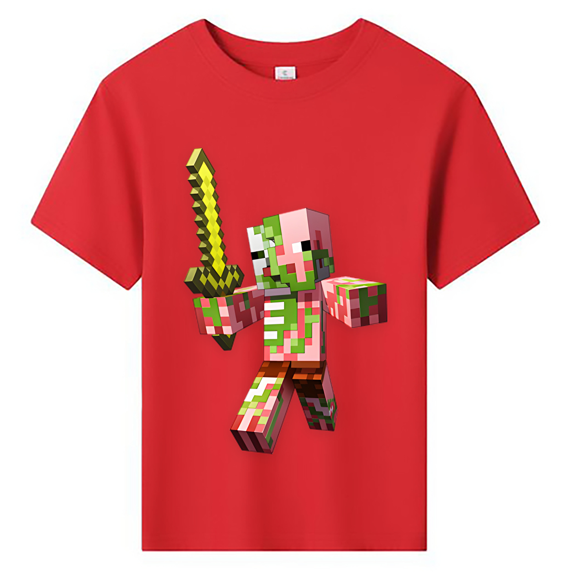 （画像用） マインクラフト ブロックの世界 Minecraft MC Block world 綿100％キッズTシャツ（フロントプリント）