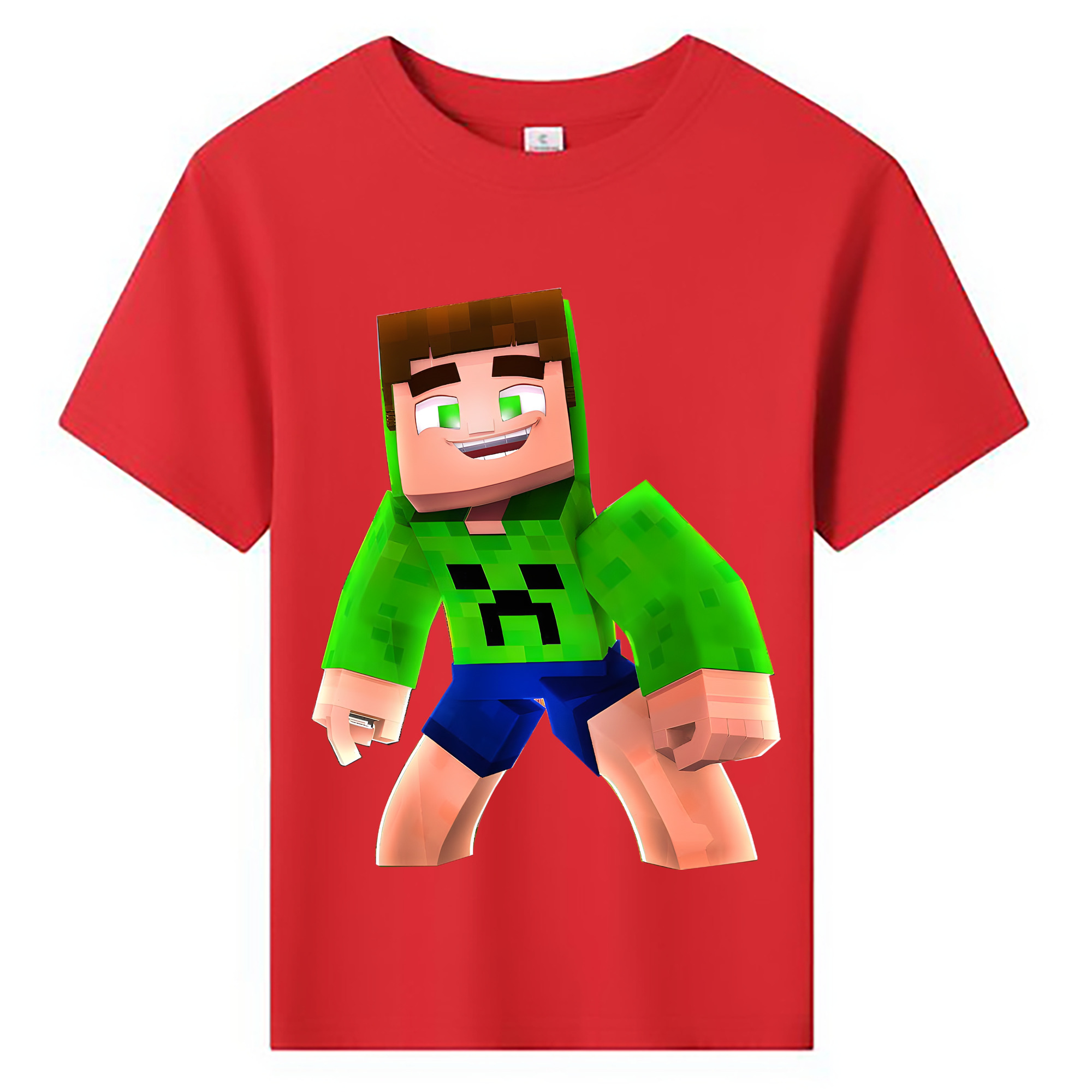 （画像用） マインクラフト ブロックの世界 Minecraft MC Block world 綿100％キッズTシャツ（フロントプリント）