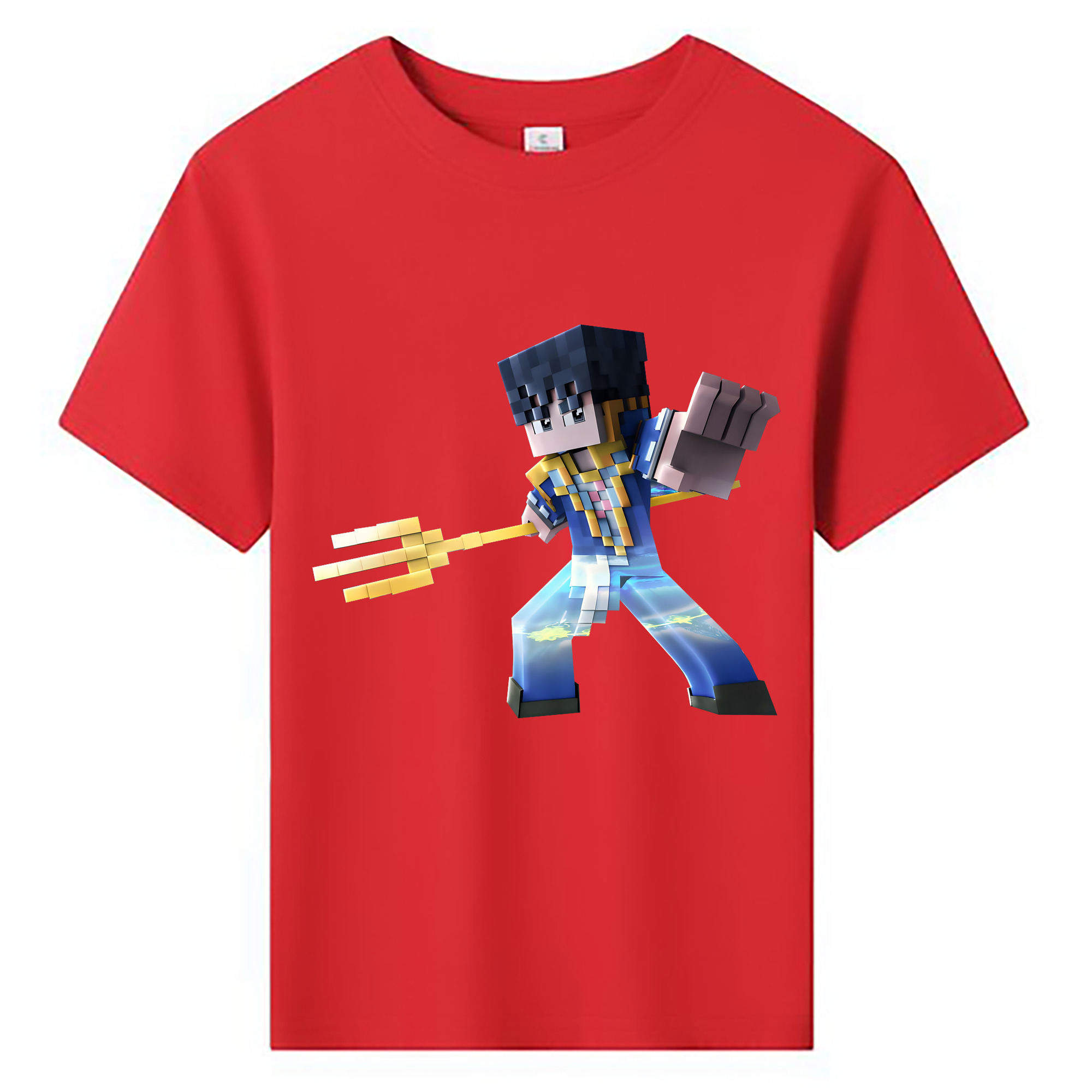 （画像用） マインクラフト ブロックの世界 Minecraft MC Block world 綿100％キッズTシャツ（フロントプリント）