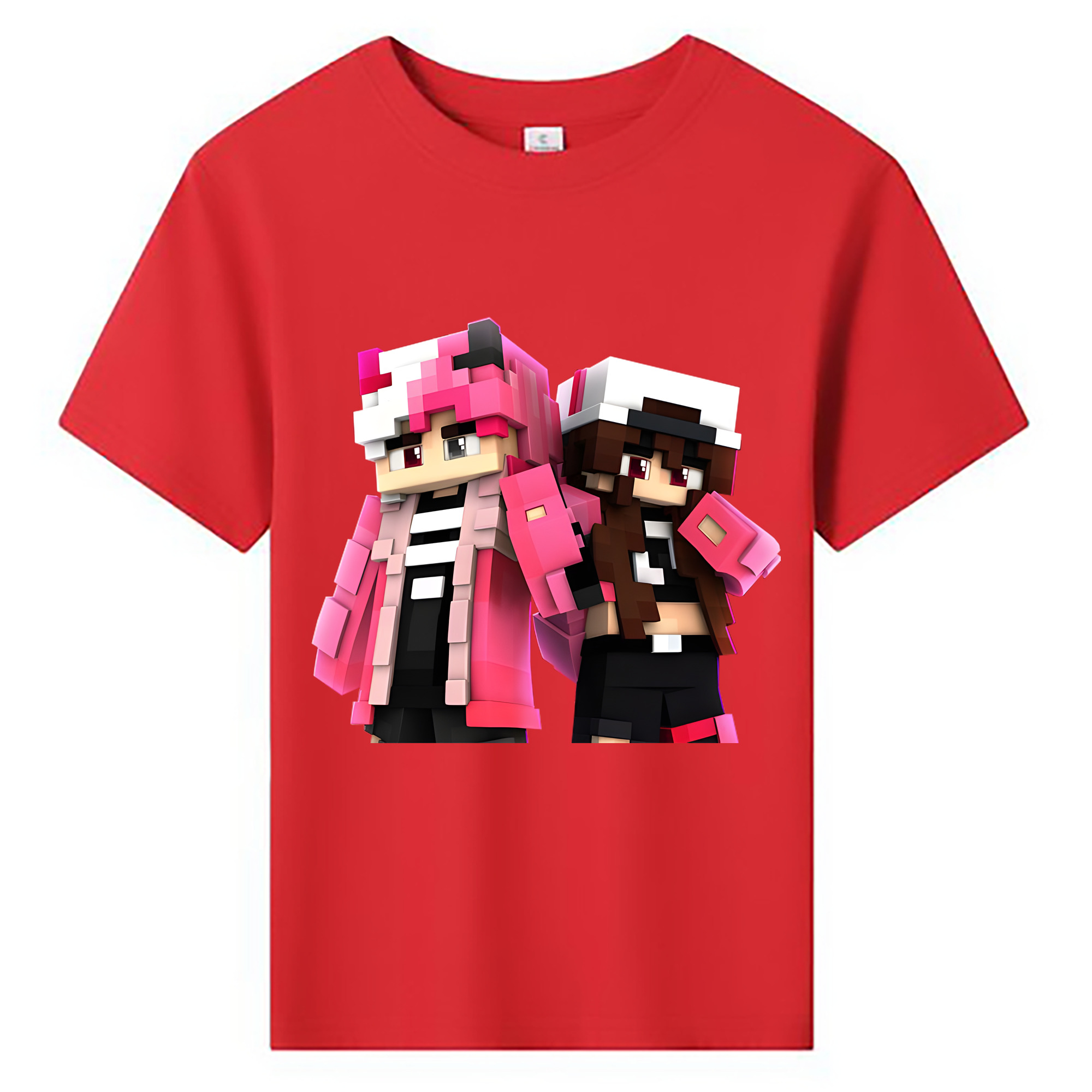 （画像用） マインクラフト ブロックの世界 Minecraft MC Block world 綿100％キッズTシャツ（フロントプリント）