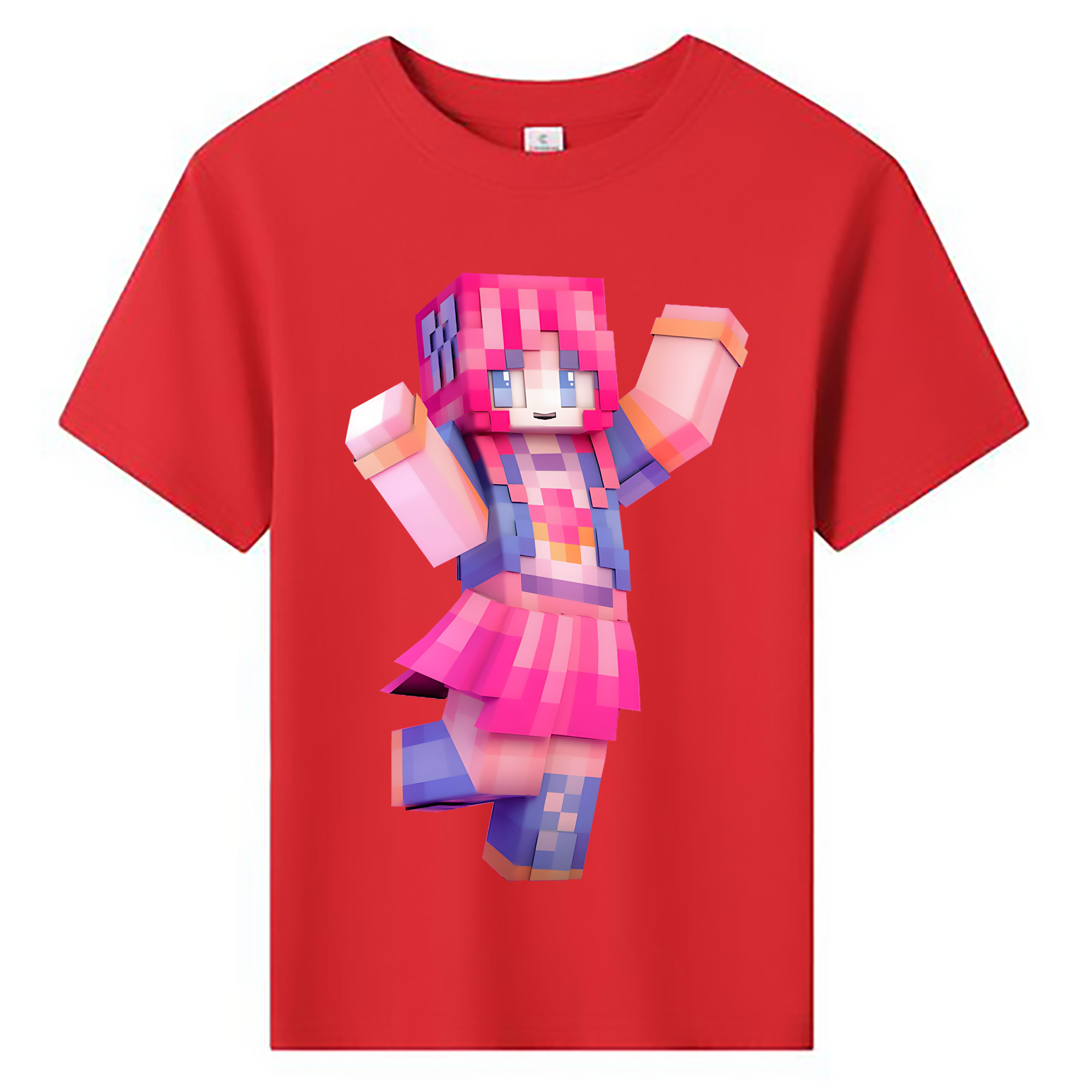 （画像用） マインクラフト ブロックの世界 Minecraft MC Block world 綿100％キッズTシャツ（フロントプリント）